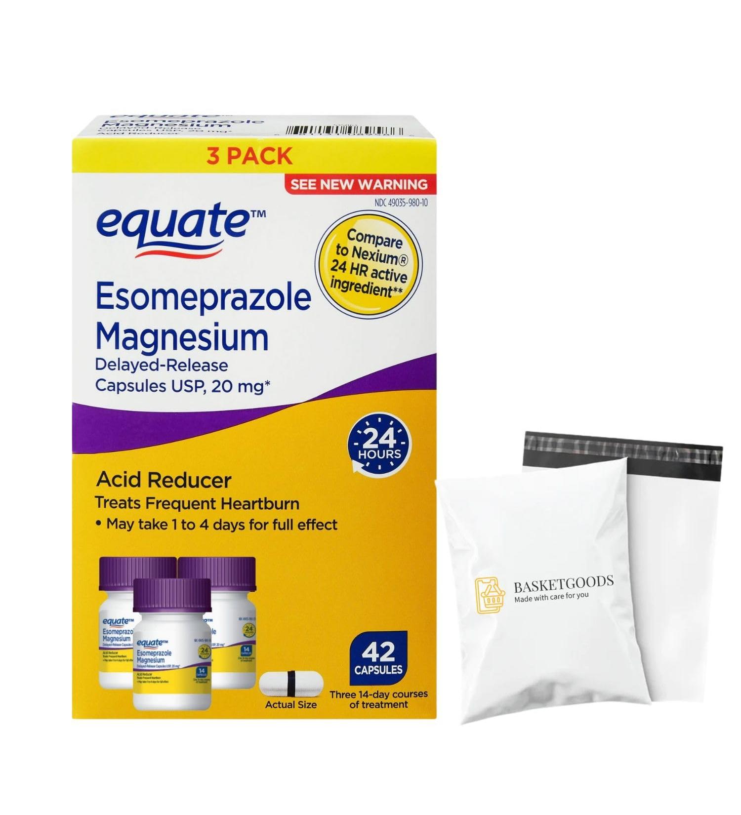 Equate Acid Reducer Esomeprazole Magnesium 20mg Delayed-Release Capsules (14 Count - Pack of 3) - Set by Basket Goods - Buy Online on GoSupps.com