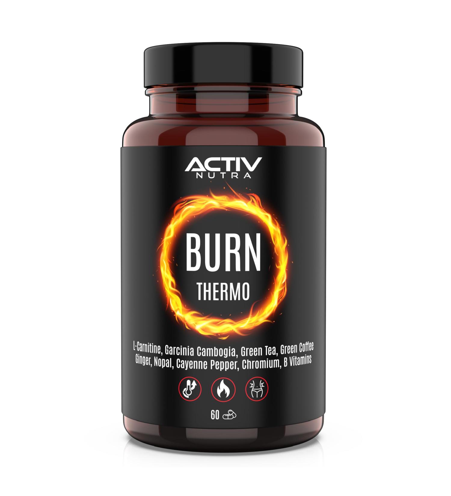 Activ Nutra BURN Thermo Powerful Fat Burner - Fast and Effective Weight Loss - With Carnitine Garcinia Cambogia Green Tea Green Coffee Ginger Nopal Cayenne Pepper - Buy Online on GoSupps.com