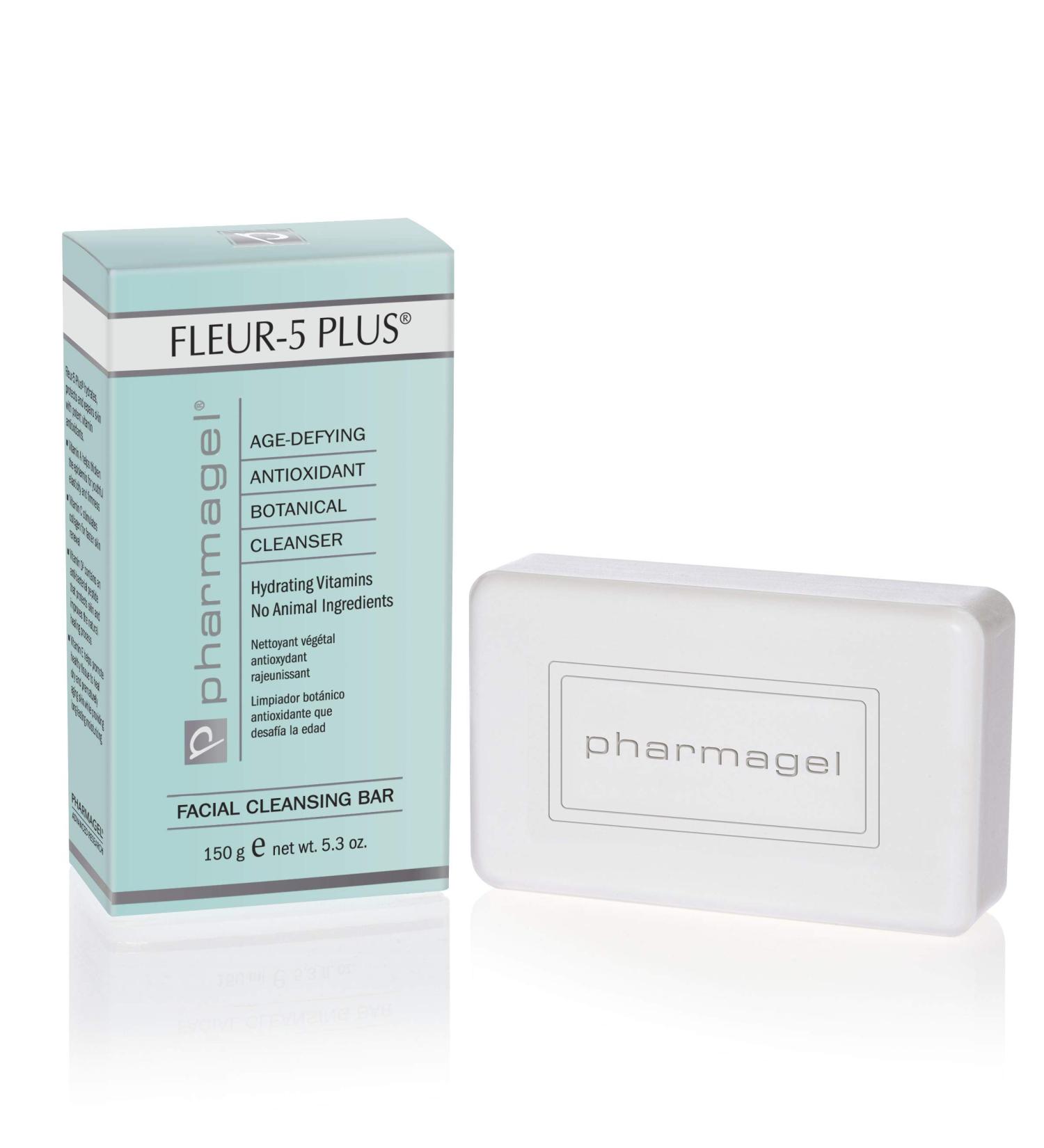 Pharmagel Fleur-5 Plus Antioxidant Gentle Cleansing Bar 5.3oz - Natural Daily Bath and Face Wash Soap for Sensitive Skin - Buy Online on GoSupps.com