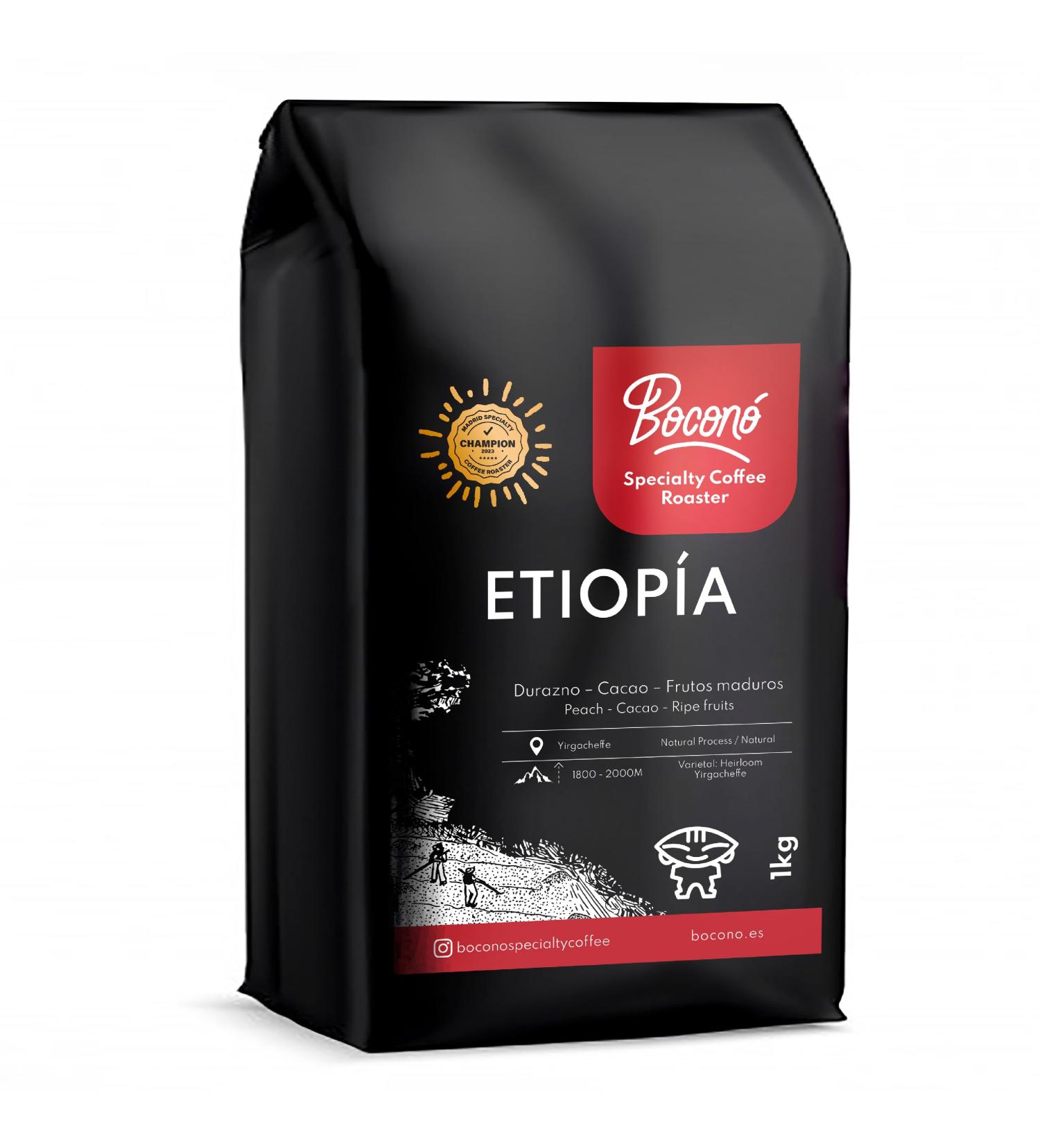 BOCONO SPECIALTY COFFEE Bocon Specialty Coffee Ethiopia Sidamo Washing process Arabica coffee beans 1 Kg Altitude between 2000m 2200m roasted Artisan Always fresh Made in Spain - Buy Online on GoSupps.com