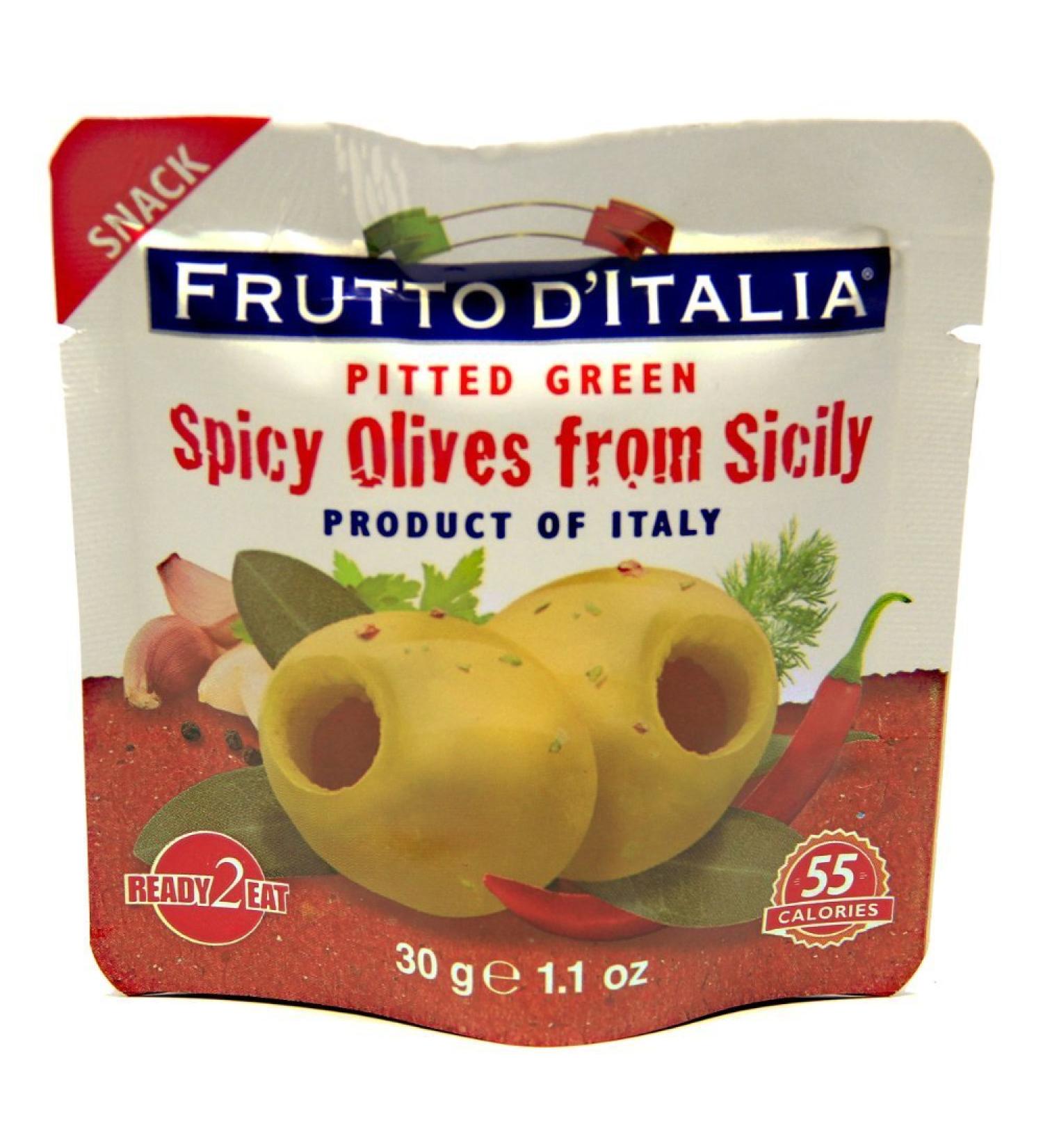 Green Spicy Pitted Olives in Pouch, 1.1 Ounce (Pack of 10)