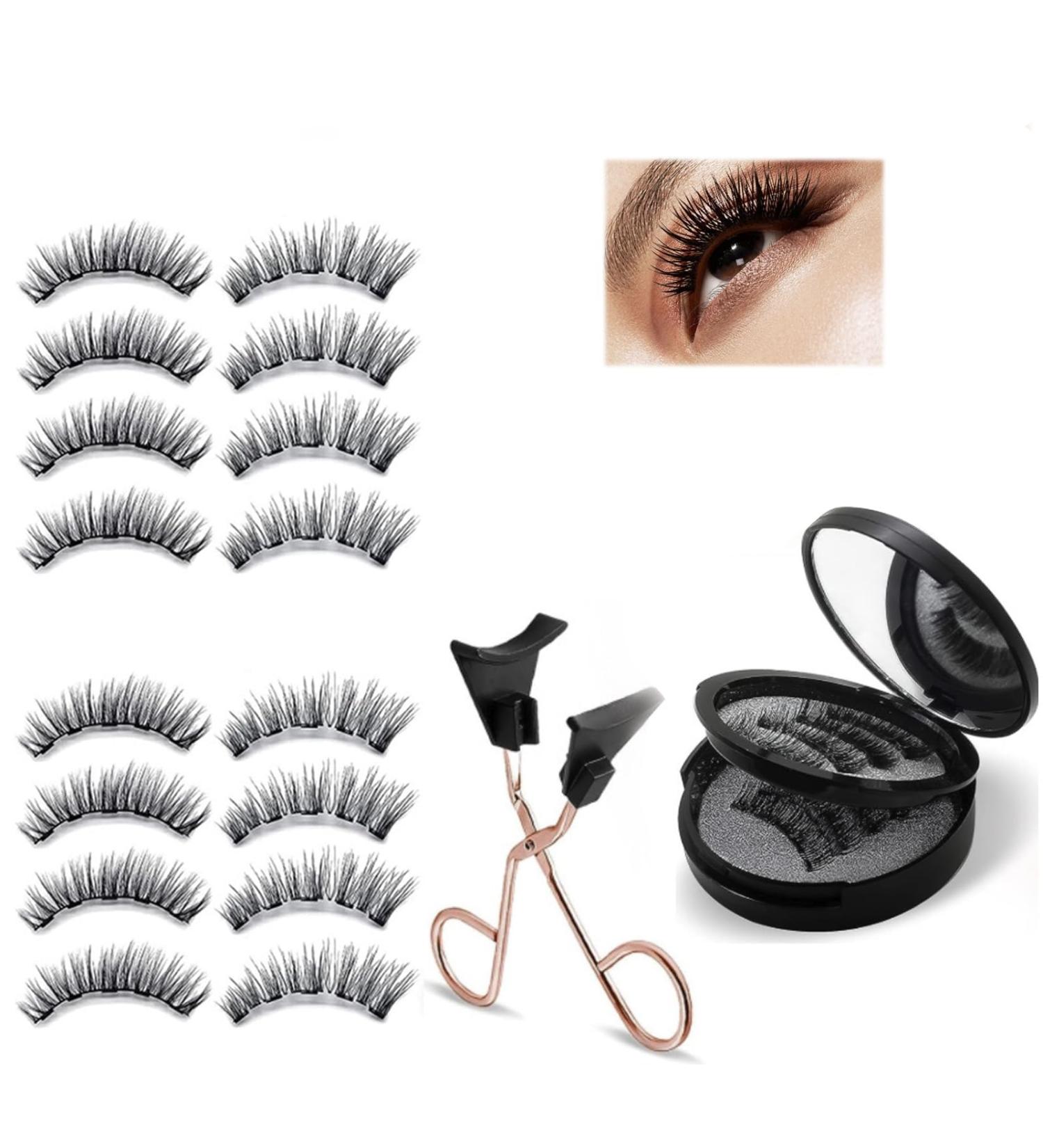 FunnAura 8Pairs Reusable Magnetic Eyelashes Natural Look Waterproof False Lashes Magnetic No Glue with Applicator(Black) - Buy Online on GoSupps.com