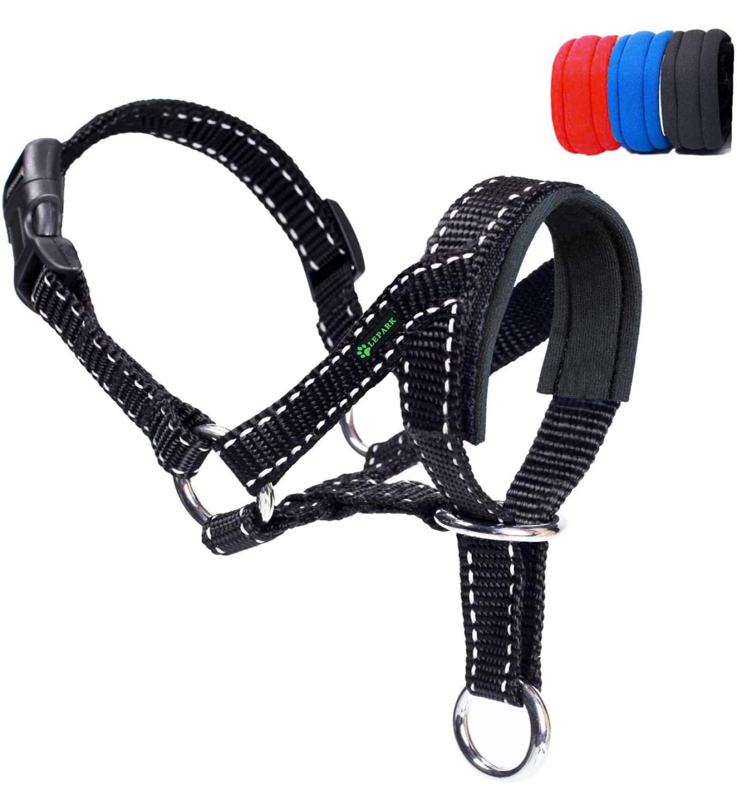 ILEPARK Dog Halter Neck Band with Reflective Strap Adjustable & Easy to Control | Size M Black International Shipping Available - Buy Online on GoSupps.com