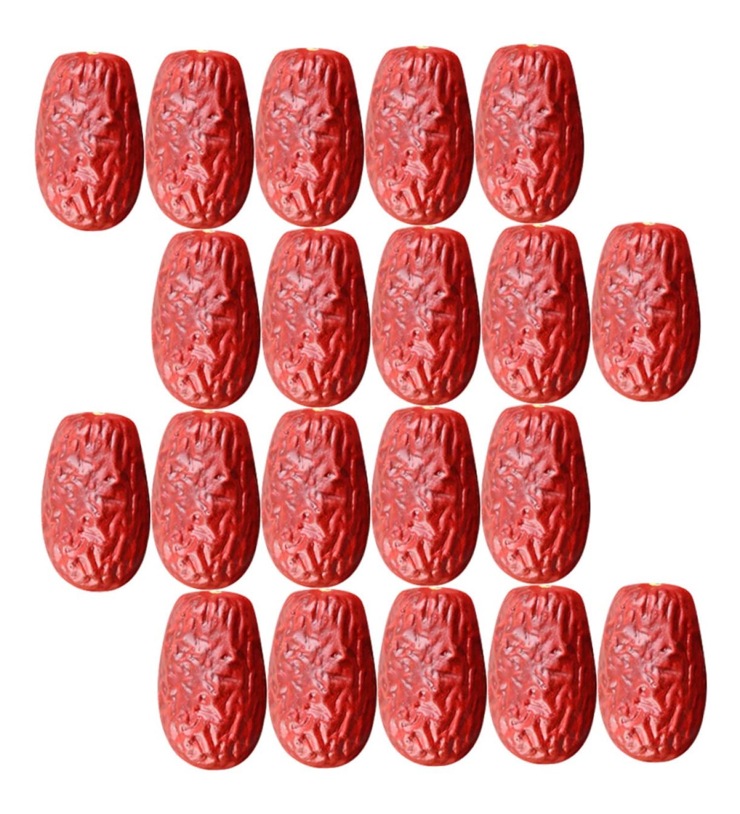 HOMSFOU 30Pcs Simulated jujube Artificial red dates Home decoration plastic playes food decor fake jujube fake dried jujube realistic dried jujube simulation fruit Chestnut decorate milk - Buy Online on GoSupps.com