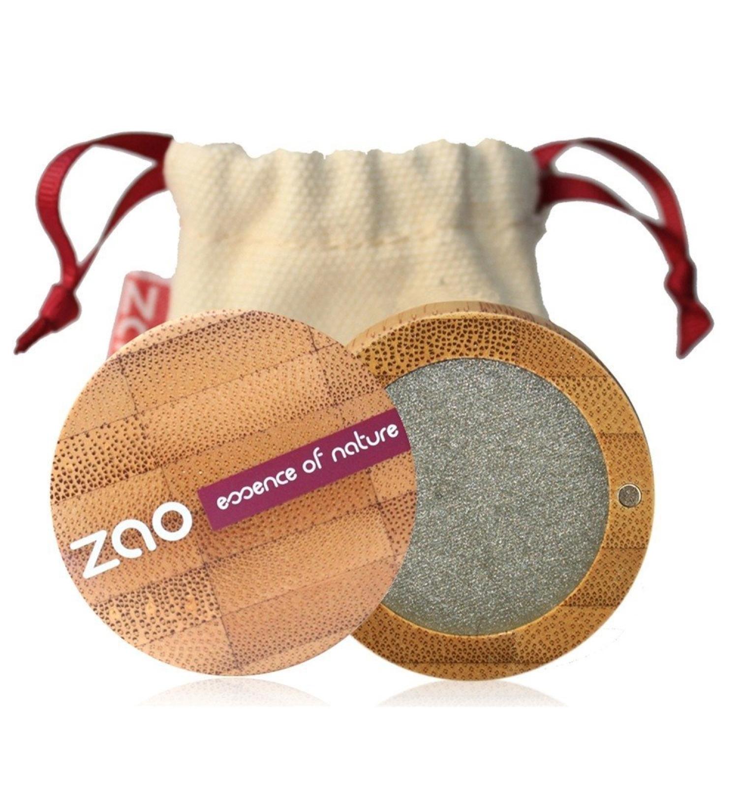 ZAO Pearly Eyeshadow 108 grey-green eye shadow shimmering / pearlescent in refillable bamboo jar