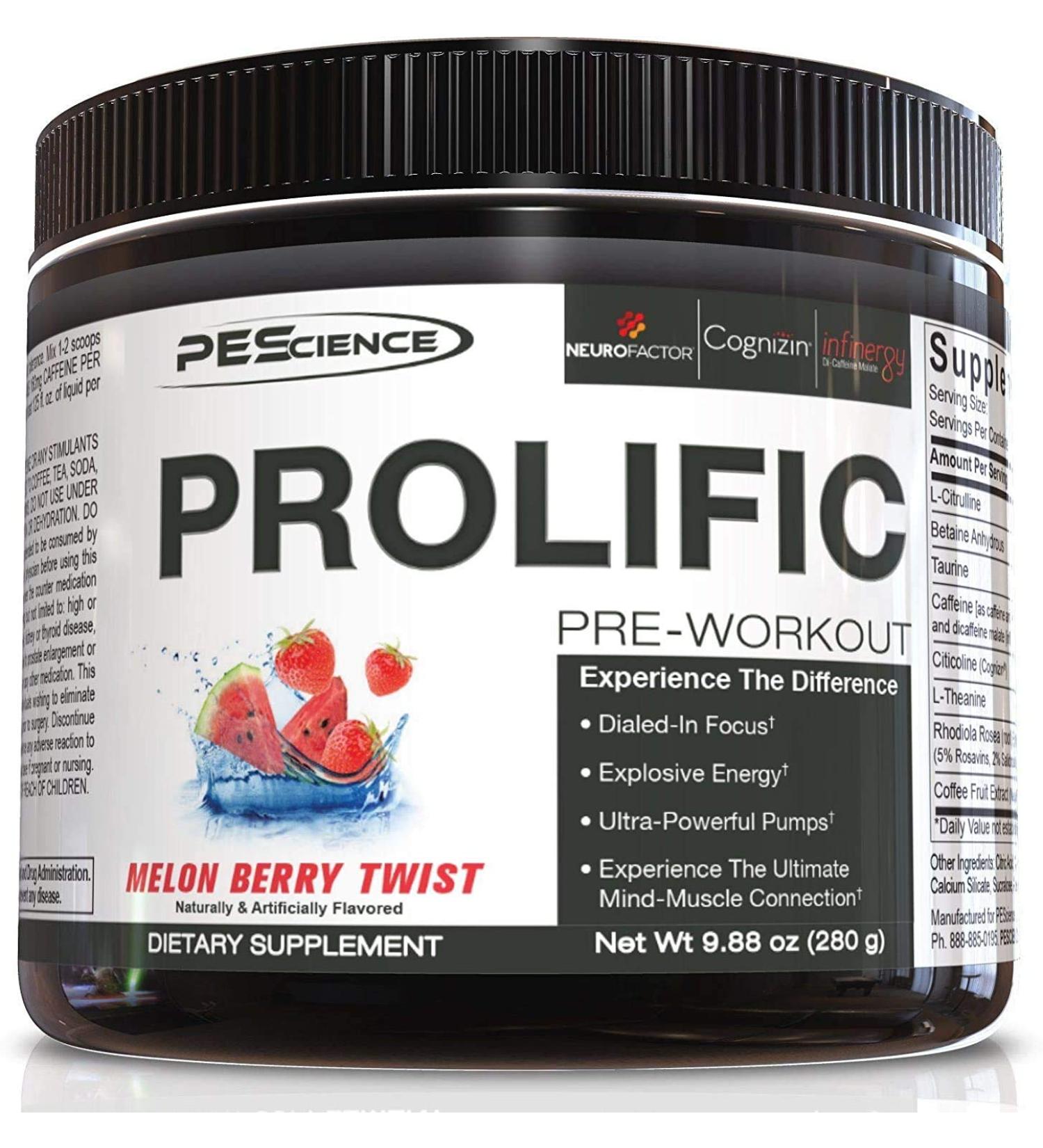 Buy PEScience Prolific Pre-Workout Melon Berry Twist 9.88 oz | Boost Energy & Focus - Buy Online on GoSupps.com