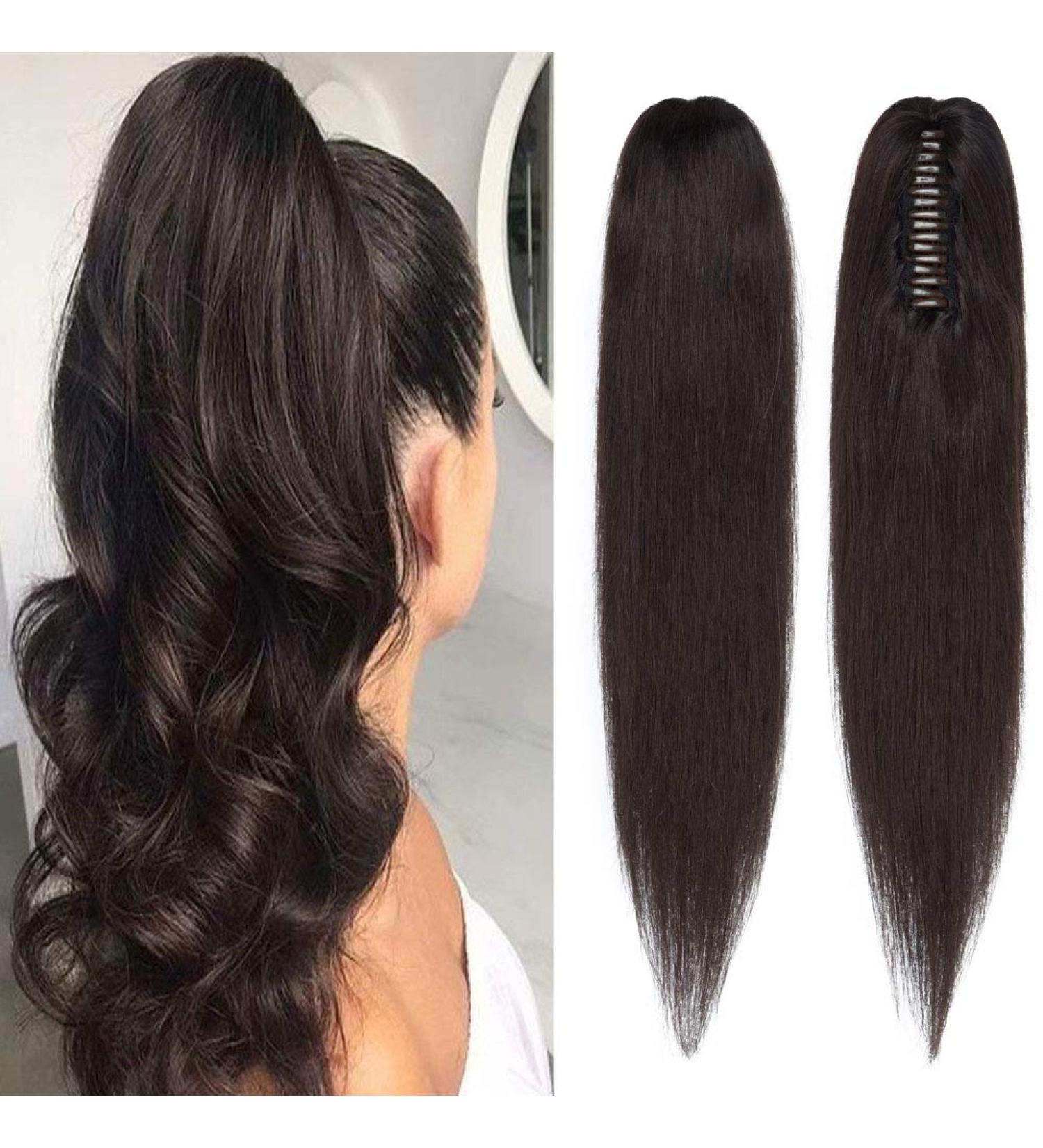 100% Remy Human Hair Ponytail Extension | 14'' Natural Black | Claw Clip-In Hairpiece for Women - Buy Online on GoSupps.com