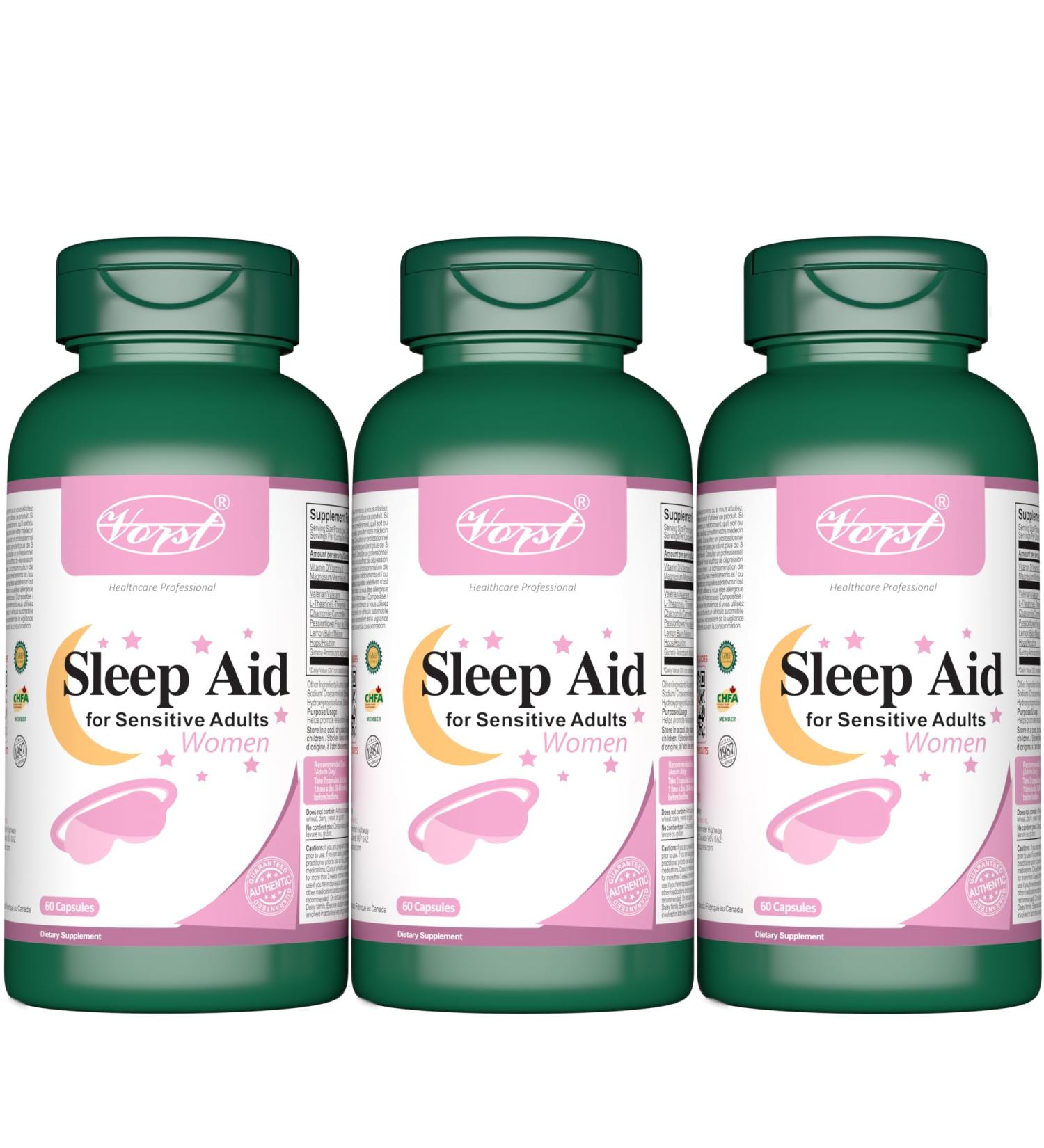 VORST Natural Sleep Aid for Women 3 x 60 Capsules | Powder Pills | 3 Bottles 180 count (Pack of 1) - Buy Online on GoSupps.com