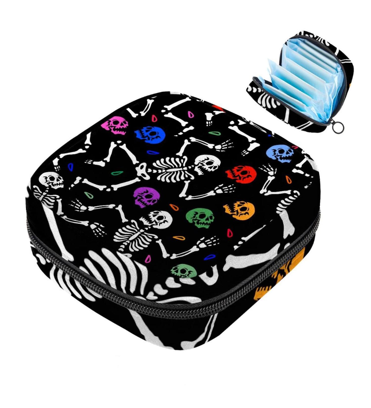 Buy Muooum Menstrual Polster Bag - Zippered Tampon & Bandage Bag for Women & Girls | Happy Halloween Dance Skeletons Design | Fast International Shipping - Buy Online on GoSupps.com