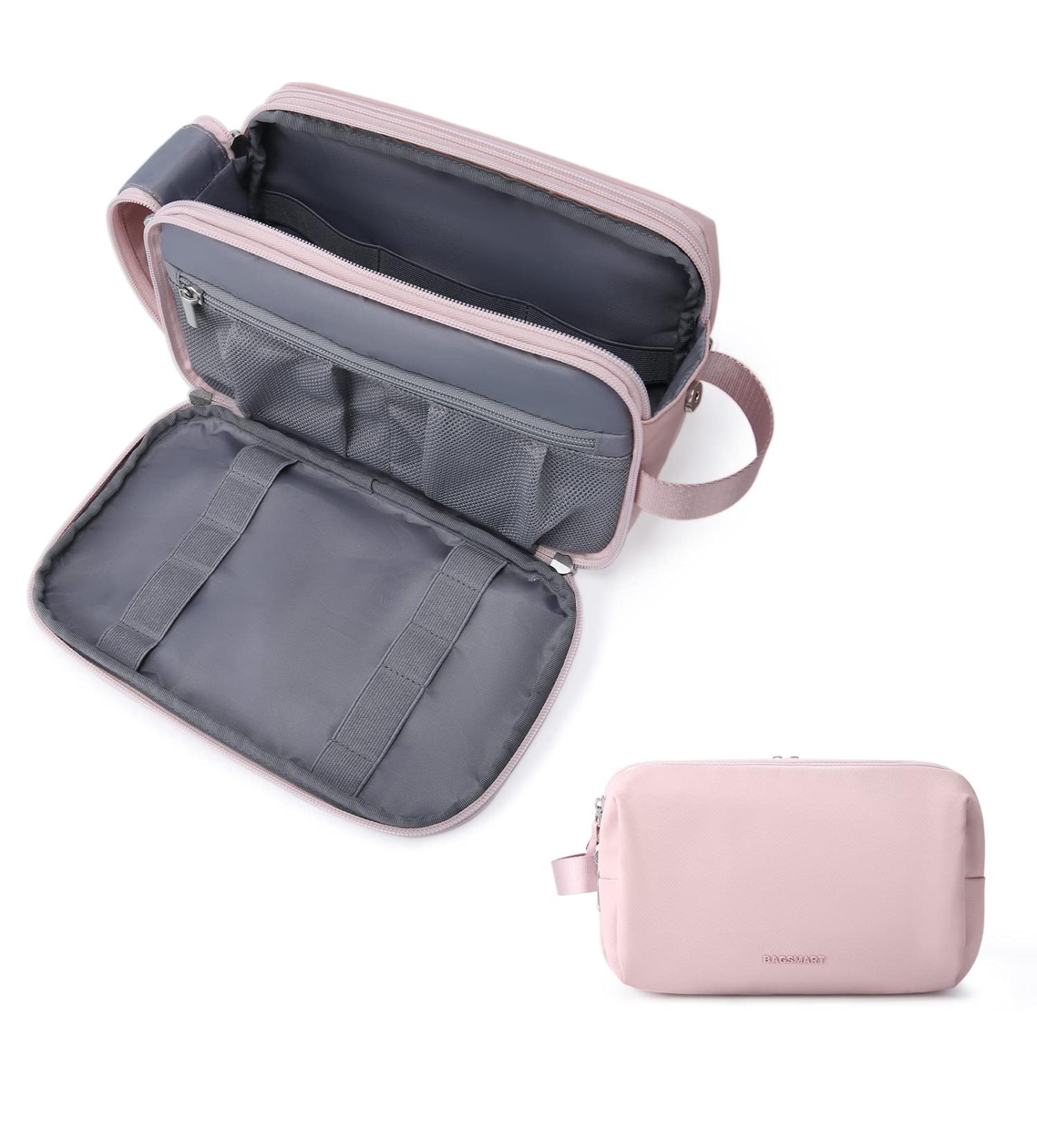 BAGSMART Women's Large Pink Travel Toiletry Bag Organizer - Water-Resistant Dopp Kit for Makeups & Toiletries - Buy Online on GoSupps.com