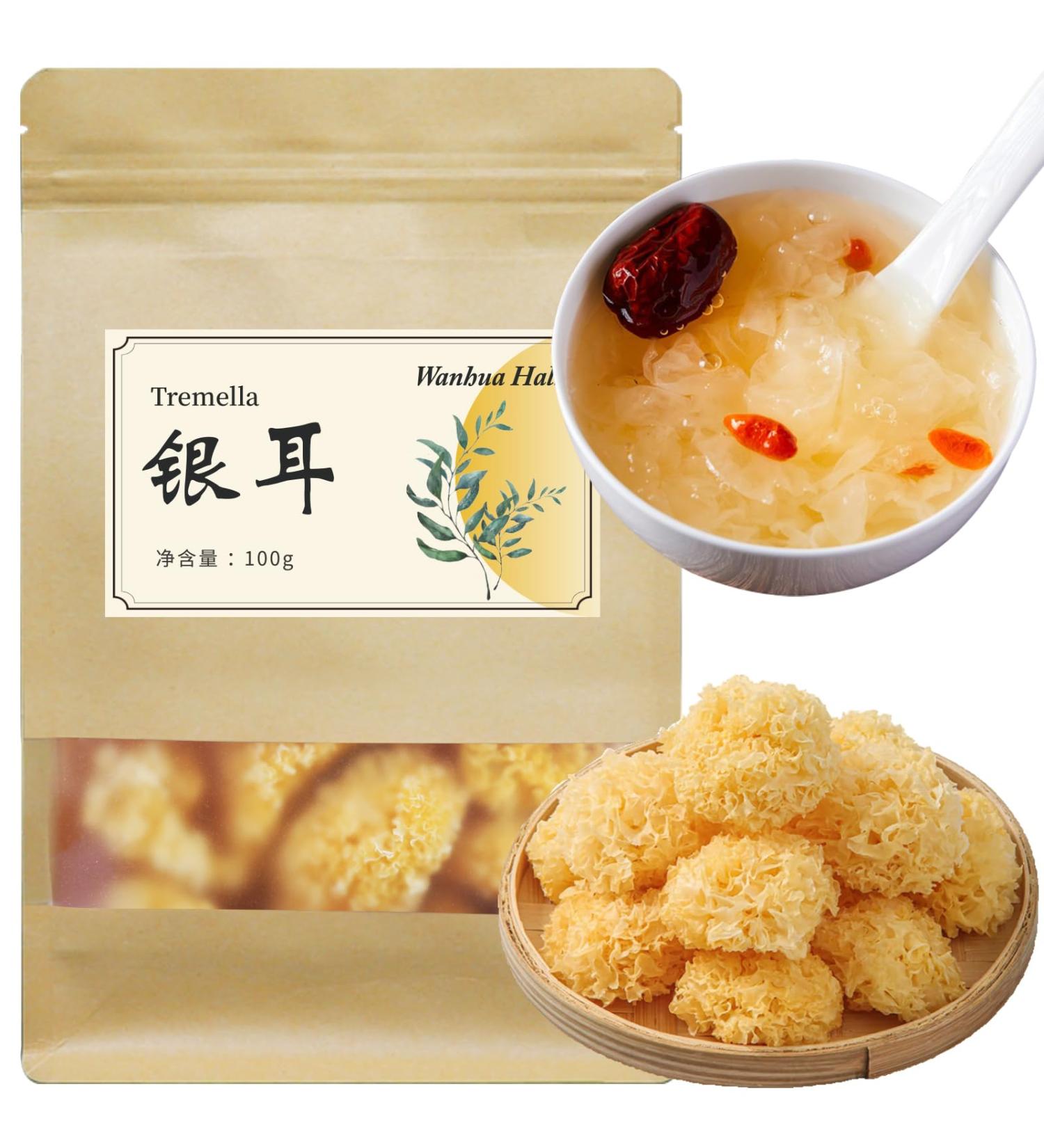 Wanhua Hall Dried White Fungus Snow Mushroom - 3.5oz (100g) | No Additives | Premium Quality - International Shipping Available - Buy Online on GoSupps.com