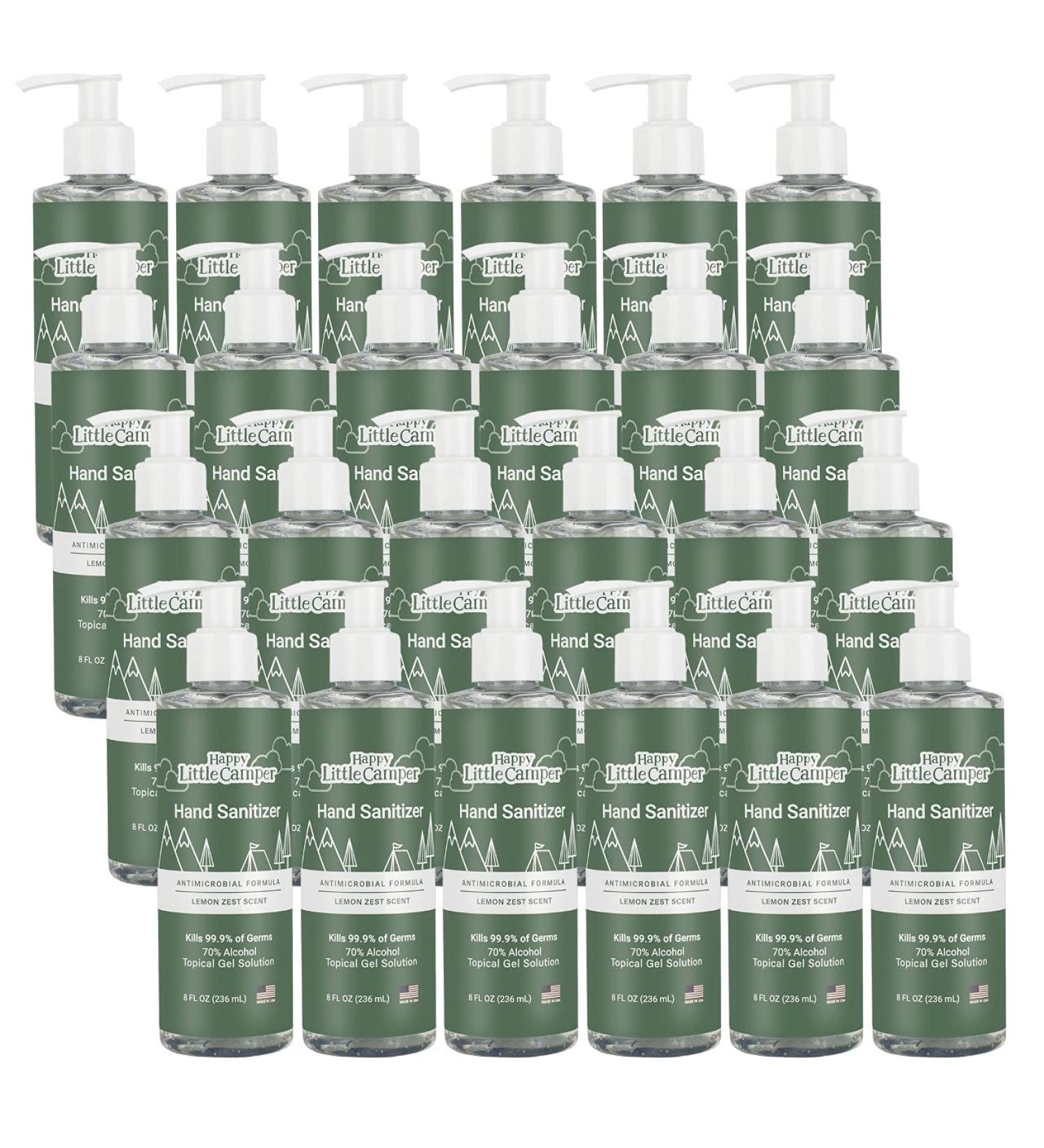 Happy Little Camper Hand Sanitizer - Lemon Zest Moisturizing Gel 70% Ethyl Alcohol Travel Size Made in USA - 24 Bottles (8 Fl Oz each - Buy Online on GoSupps.com
