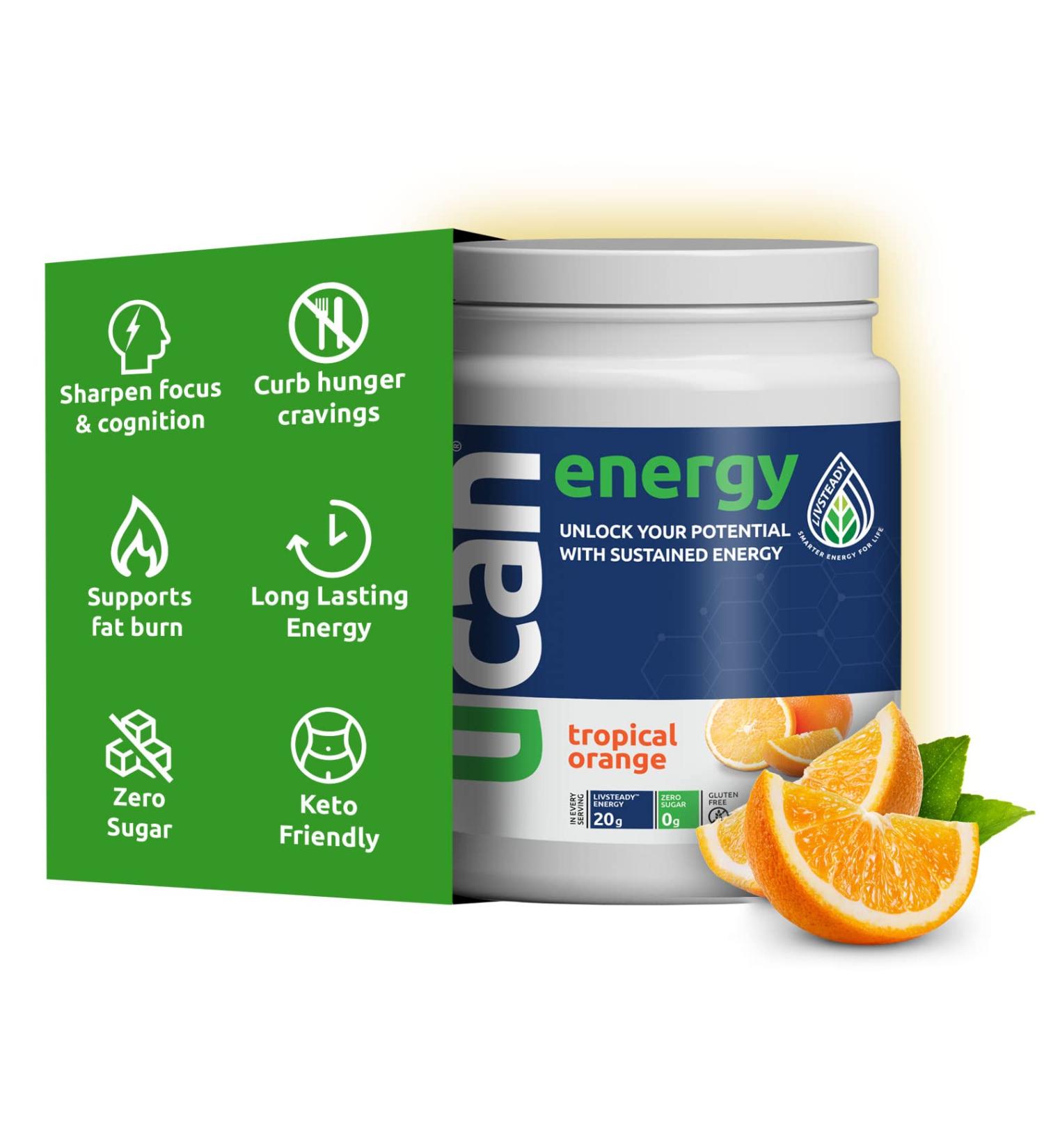 UCAN Energy Powder - Keto Sugar-Free Tropical Orange | Pre & Post Workout for Men & Women | Non-GMO Vegan Gluten-Free | 30 Servings | Ideal for Runners & Athletes - Buy Online on GoSupps.com