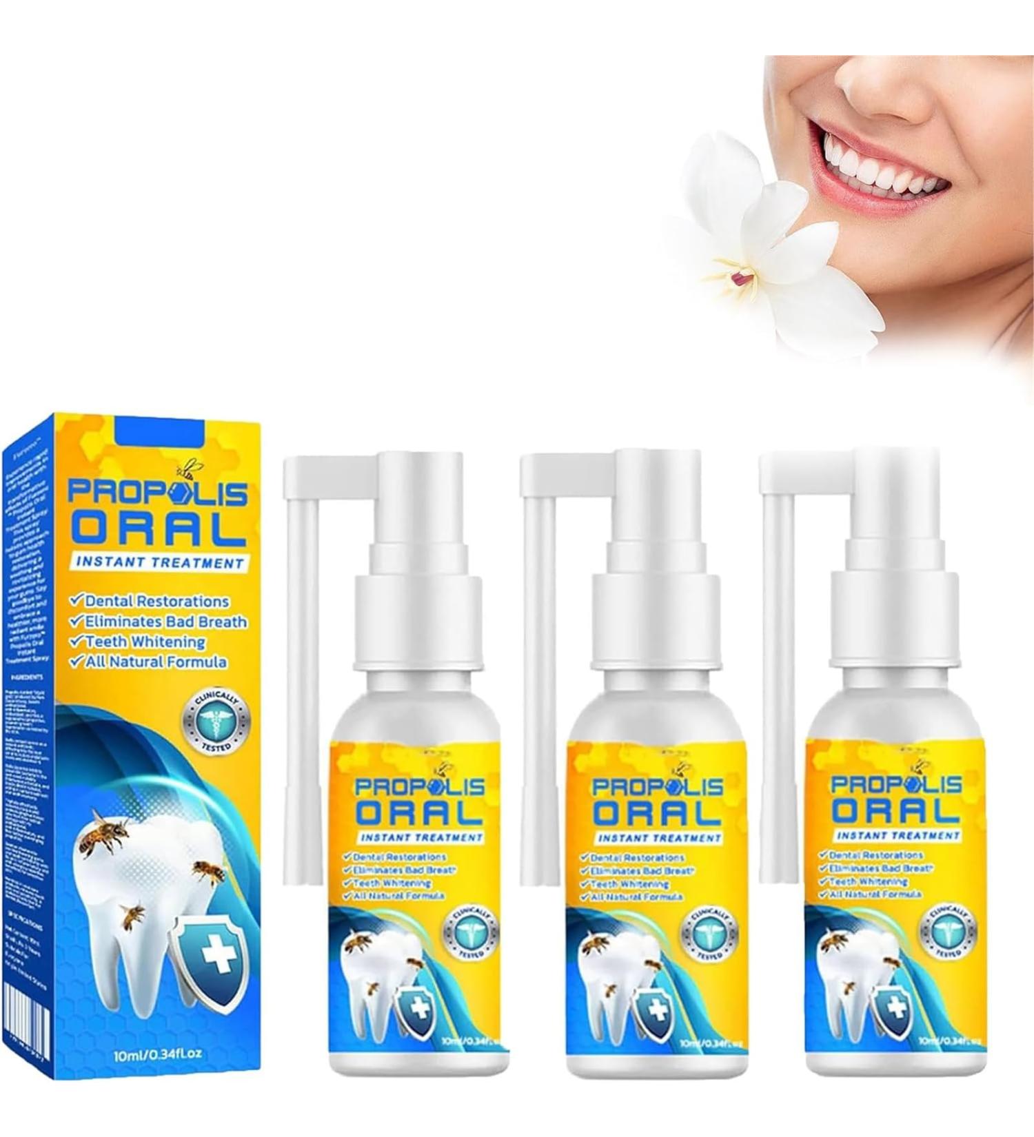 Propolis Oral Instant Treatment Spray Propolis Oral Health Spray Propolis Oral Spray Fresh Breath 0.34Fl Oz (3Pcs) - Buy Online on GoSupps.com