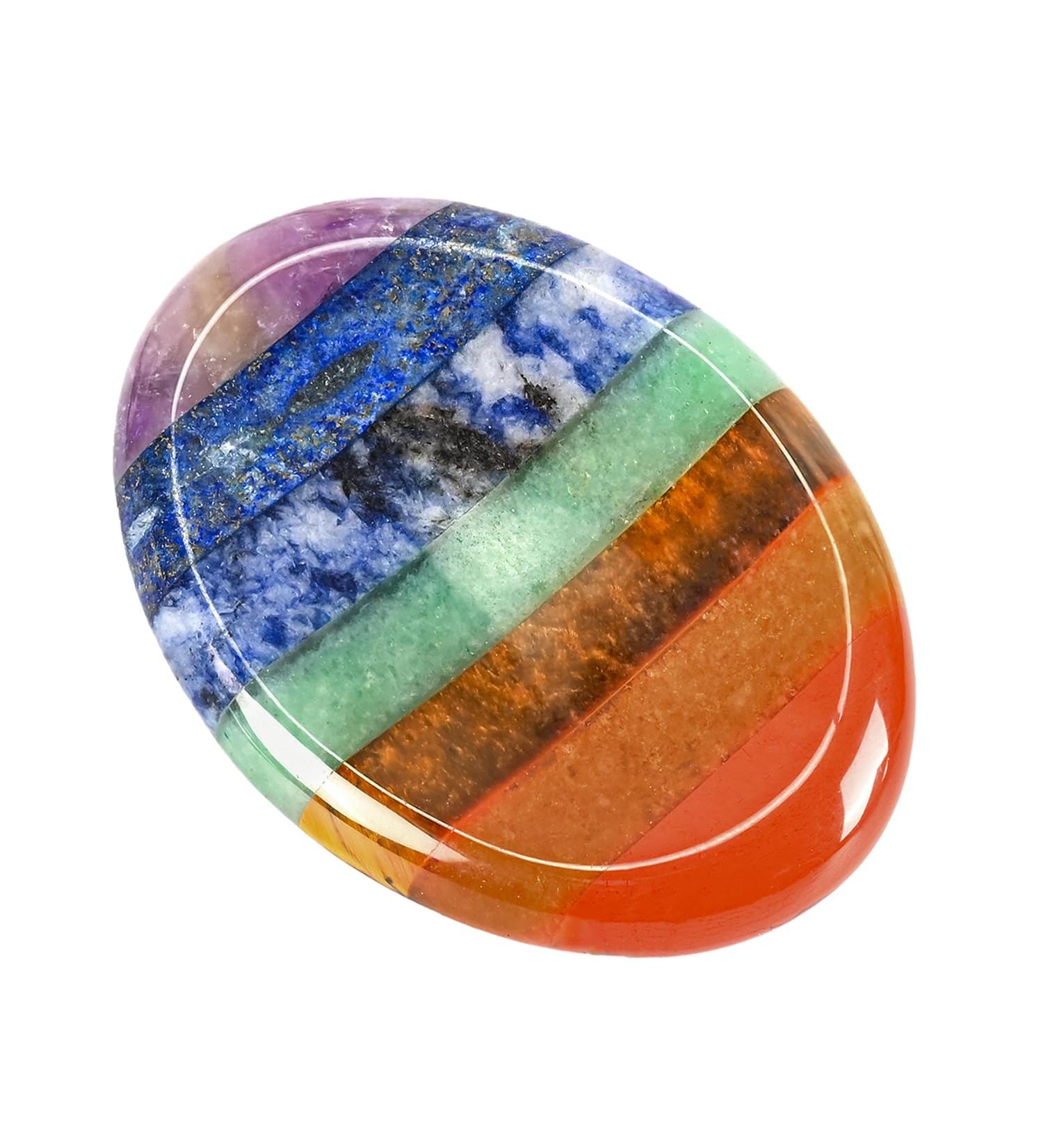 WHAL&YUNE Thumb Worry Stone for Anxiety Relief | 7 Chakra Healing Crystals | Natural Oval Gemstone Meditation & Reiki Gift - 1.8 inches - Buy Online on GoSupps.com
