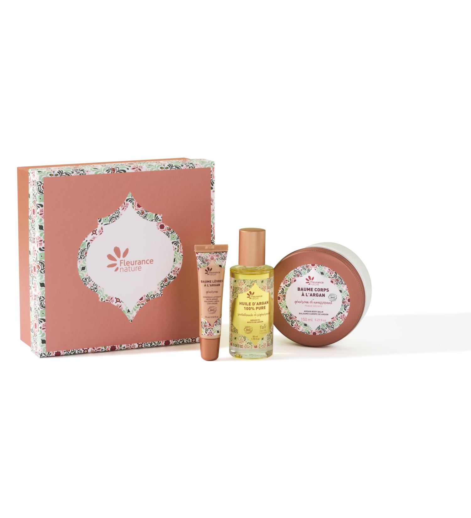 Fleurance Nature- Moroccan Treasure Box with Argan- 100% Pure Argan Oil- Argan Body Balm- Argan Lip Balm- Certified Organic Made in France Face Beauty Care Gift Box 24585 - Buy Online on GoSupps.com