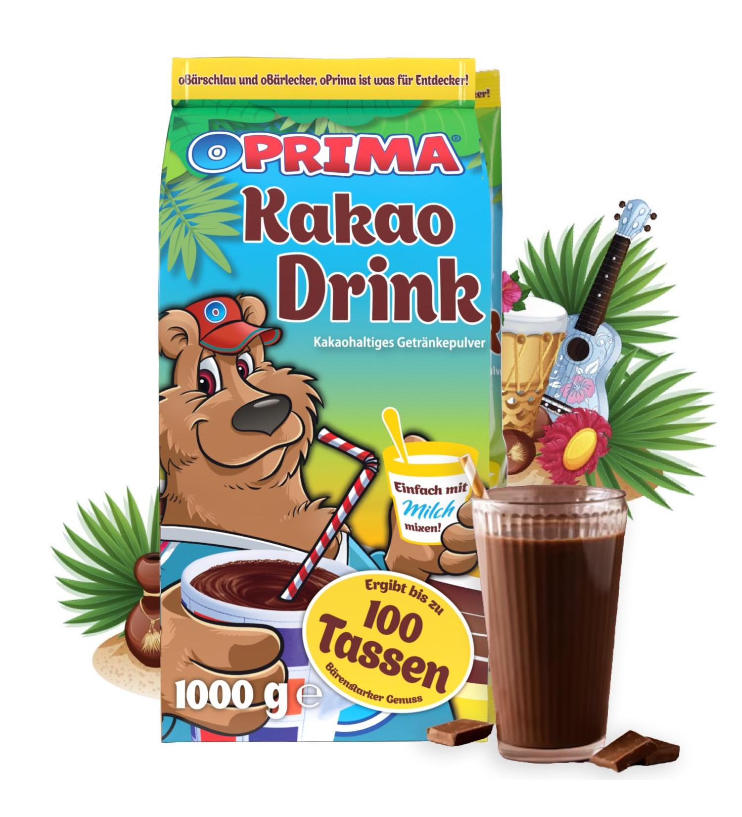 OPRIMA Pack of 5 Cocoa Drinks Cocoa Powder Soluble Drink Chocolate 1 kg Value Pack for the Whole Family - Buy Online on GoSupps.com