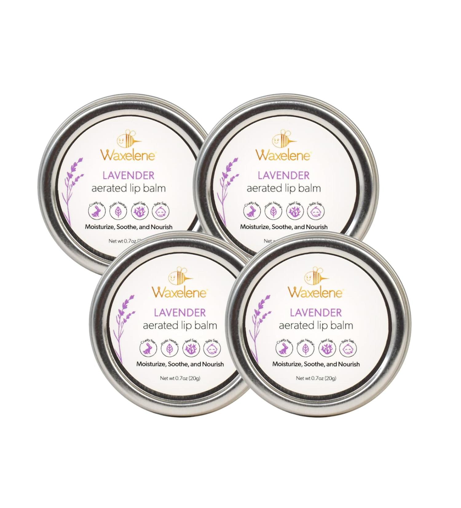 Shop Waxelene Lavender Aerated Lip Balm Tin - 4 Piece | Nourishing Moisture for Lips - International Shipping Available - Buy Online on GoSupps.com