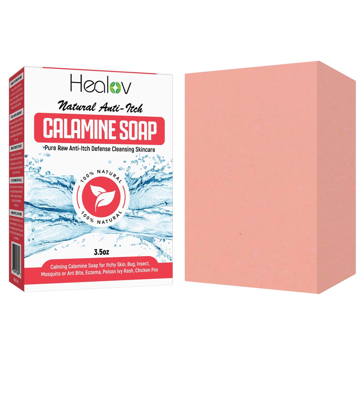 Calamine Instant Itch Relief Soap Bar - Natural Anti-Itch Defense Cleanser for Bug Bites, Eczema & Poison Ivy - 4oz Bar - Buy Online on GoSupps.com