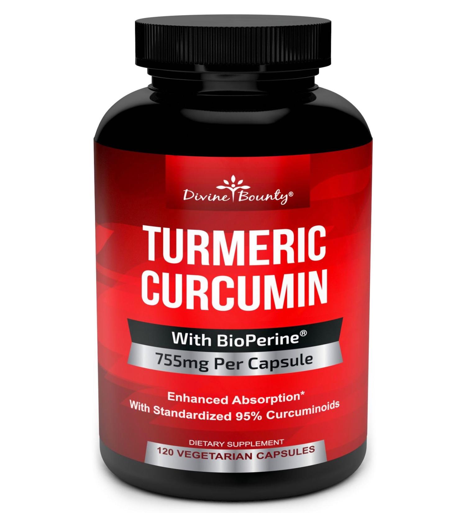 Turmeric Curcumin with BioPerine Black Pepper Extract - 755mg per Capsule 120 Veg. Capsules - GMO Free Tumeric Standardized to 95% Curcuminoids for Maximum Potency 120 Count (Pack of 1) - Buy Online on GoSupps.com
