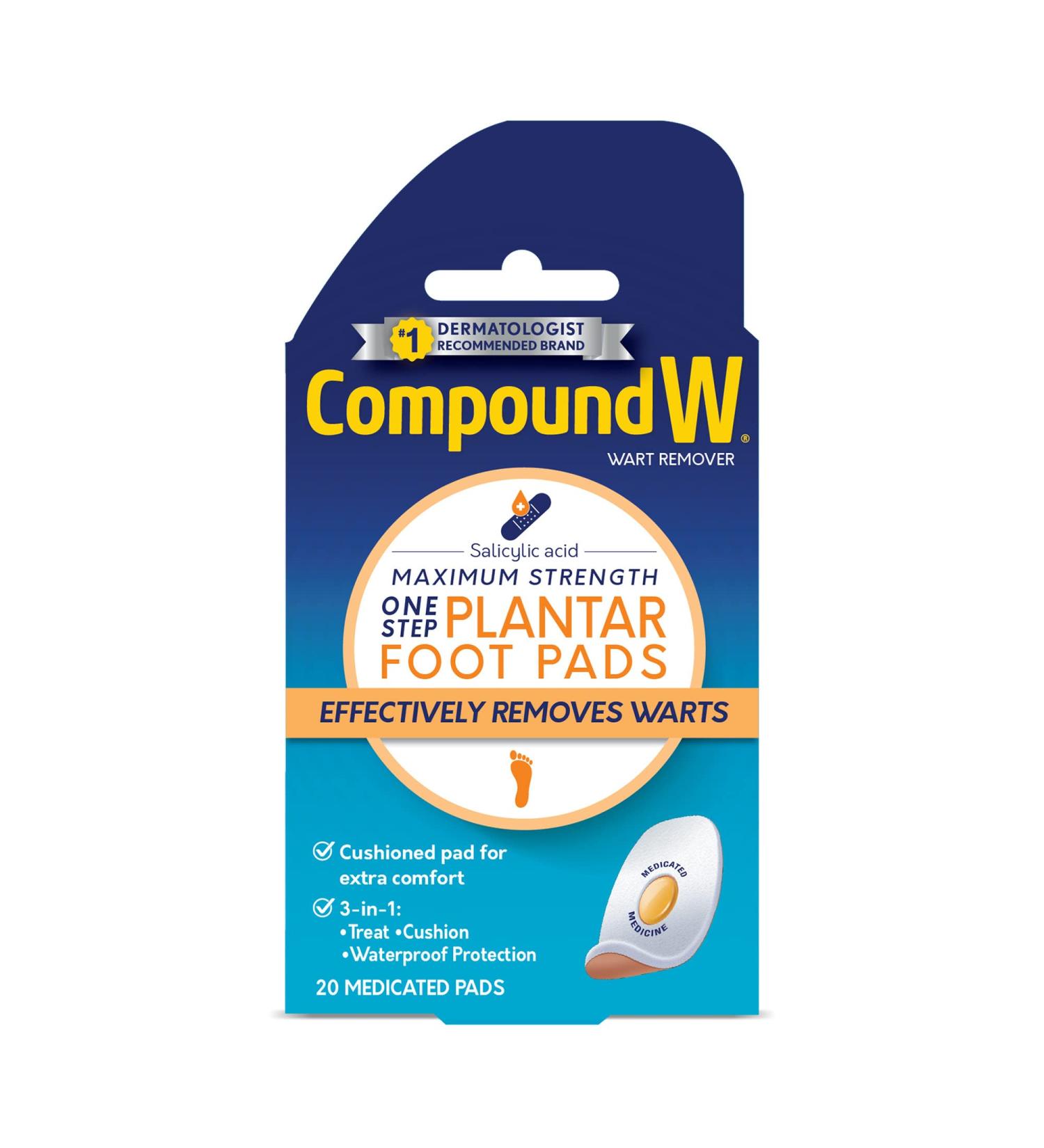 Compound W Maximum Strength Plantar Wart Remover Foot Pads - 20 Count - Buy Online on GoSupps.com