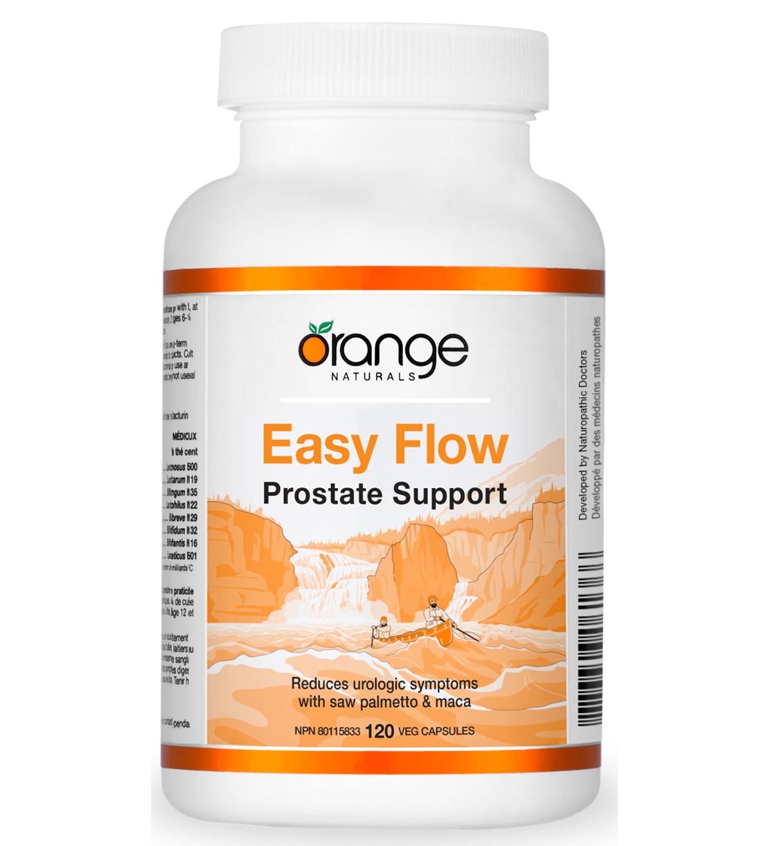 Orange Naturals - Easy Flow Prostate Support with Saw Palmetto & Maca 120 Caps - Prostate Bladder Supplement - Prostate Complete Supplements for Men and Women - Prostate Health Inflammation Relief - Buy Online on GoSupps.com
