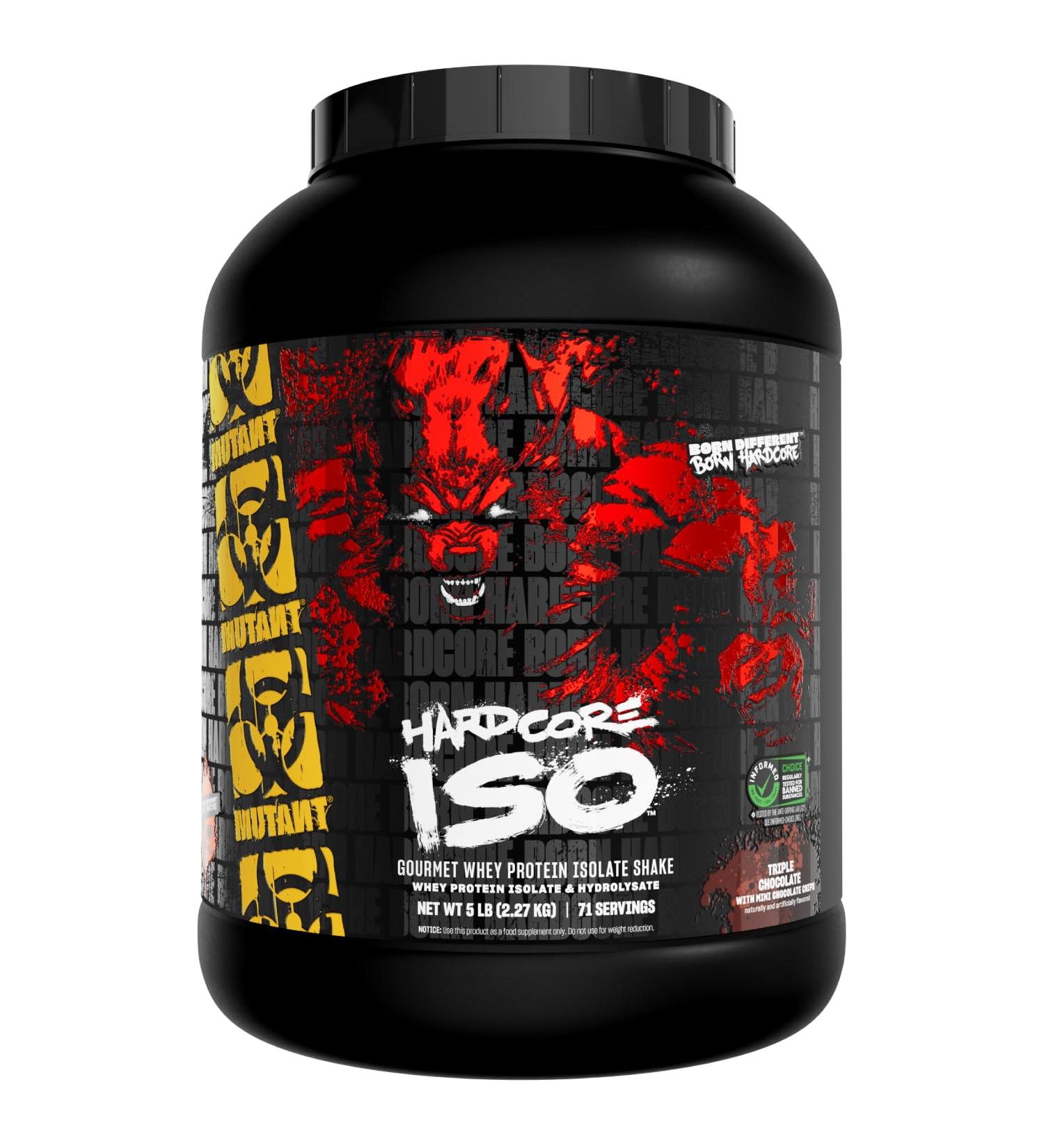 Mutant Hardcore ISO Whey Protein Isolate Powder Acts Fast to Help Recover Build Muscle Bulk and Strength 5 lb - Triple Chocolate Triple Chocolate 5 Pound (Pack of 1) - Buy Online on GoSupps.com