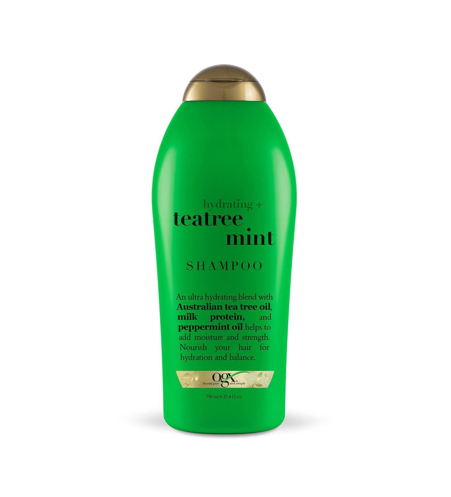 OGX Hydrating Tea Tree Mint Shampoo 25.4 fl oz - Nourishing Scalp Shampoo with Peppermint Oil & Milk Proteins - Paraben & Sulfate Free - Sweet Peppermint & Iced Vanilla - Buy Online on GoSupps.com