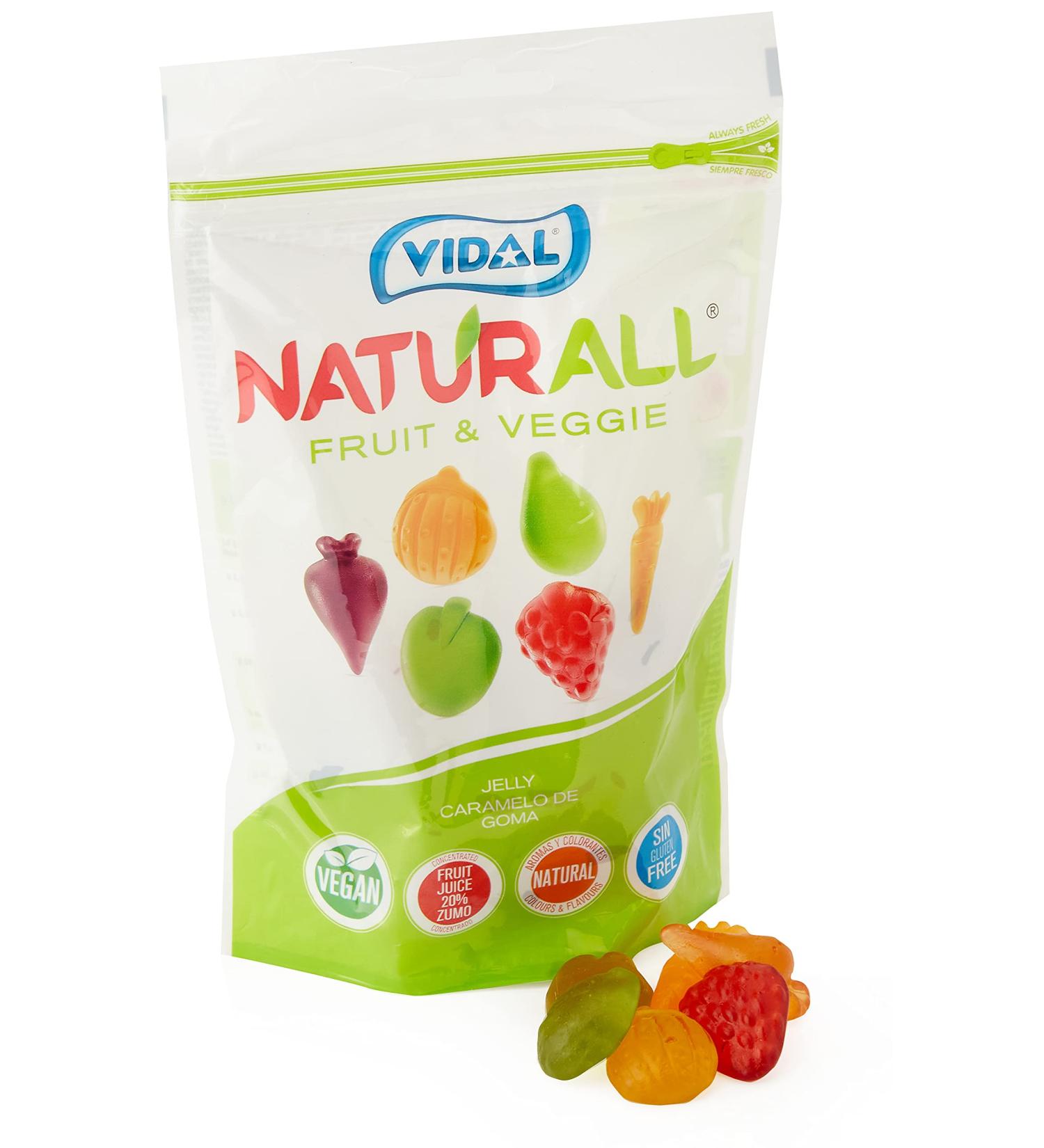Vidal Naturall Fruit & Veggie Vegan Rubber Candy No Artificial Dyes & Natural Scents - 20% Fruit & Vegetable Juice - 180g - Buy Online on GoSupps.com