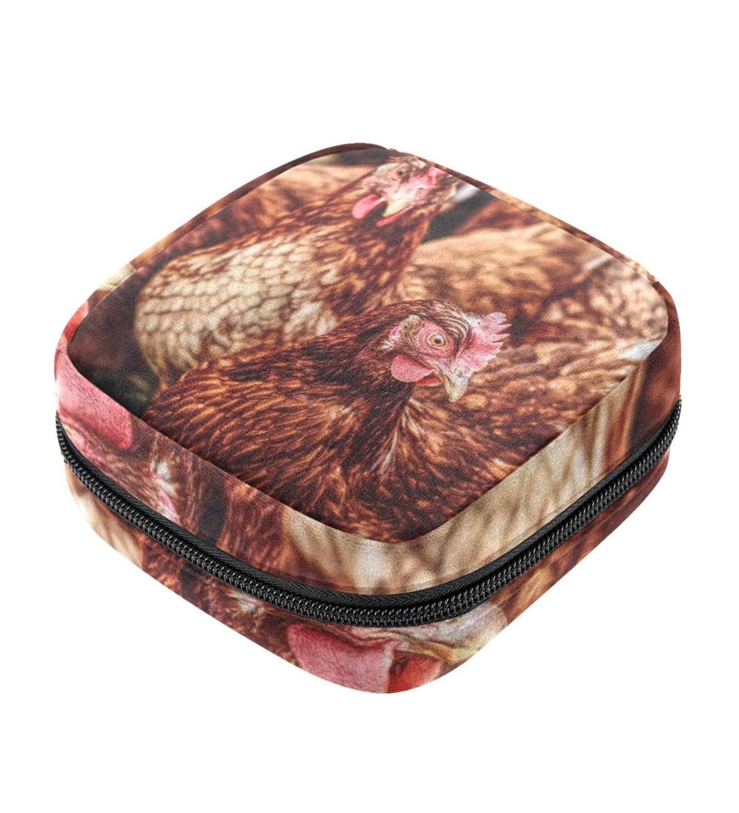 Animal Hen Sanitary Napkin Storage Bag | Portable First Period Pads Holder for Girls | Travel Makeup Bag | Large Capacity Multicoloured - Buy Online on GoSupps.com