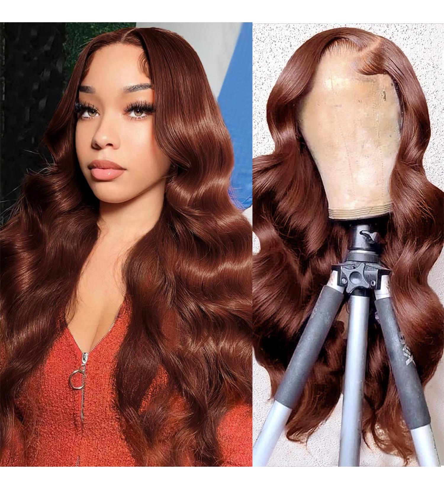 20 Inch Reddish Brown HD Lace Front Wig for Black Women - Pre Plucked Glueless Human Hair - Buy Online on GoSupps.com