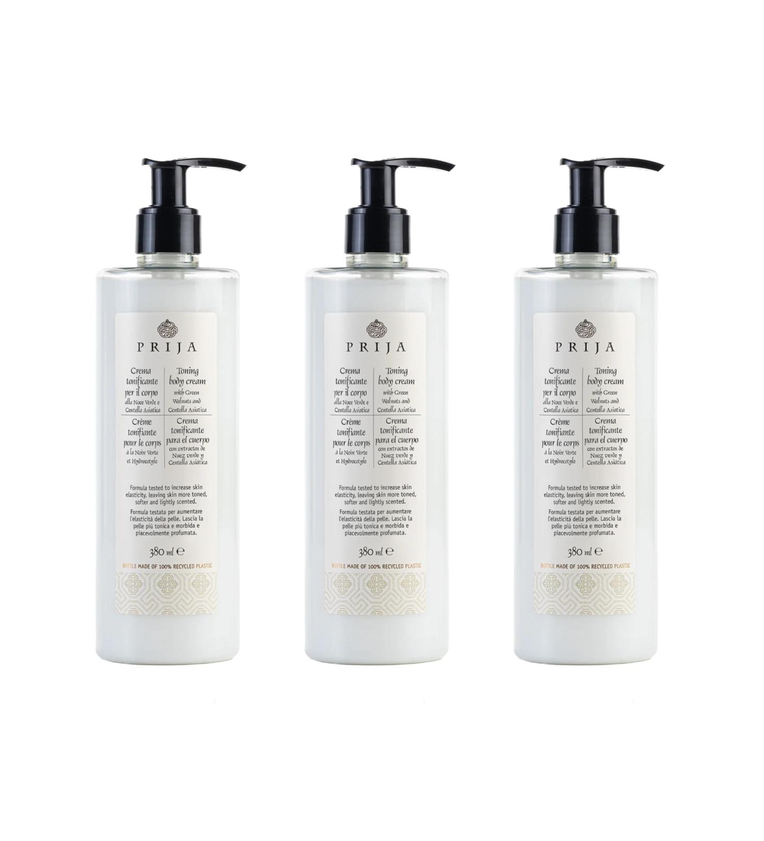 Prija Cr me Corporelle Tonifiante Augmente l'Hydratation et l' lasticit avec de l'Huile d'Avocat et de l'Extrait de Noyer Vert Cr me Hydratante Corporelle L g rement Parfum e 3 x 380ml - Buy Online on GoSupps.com