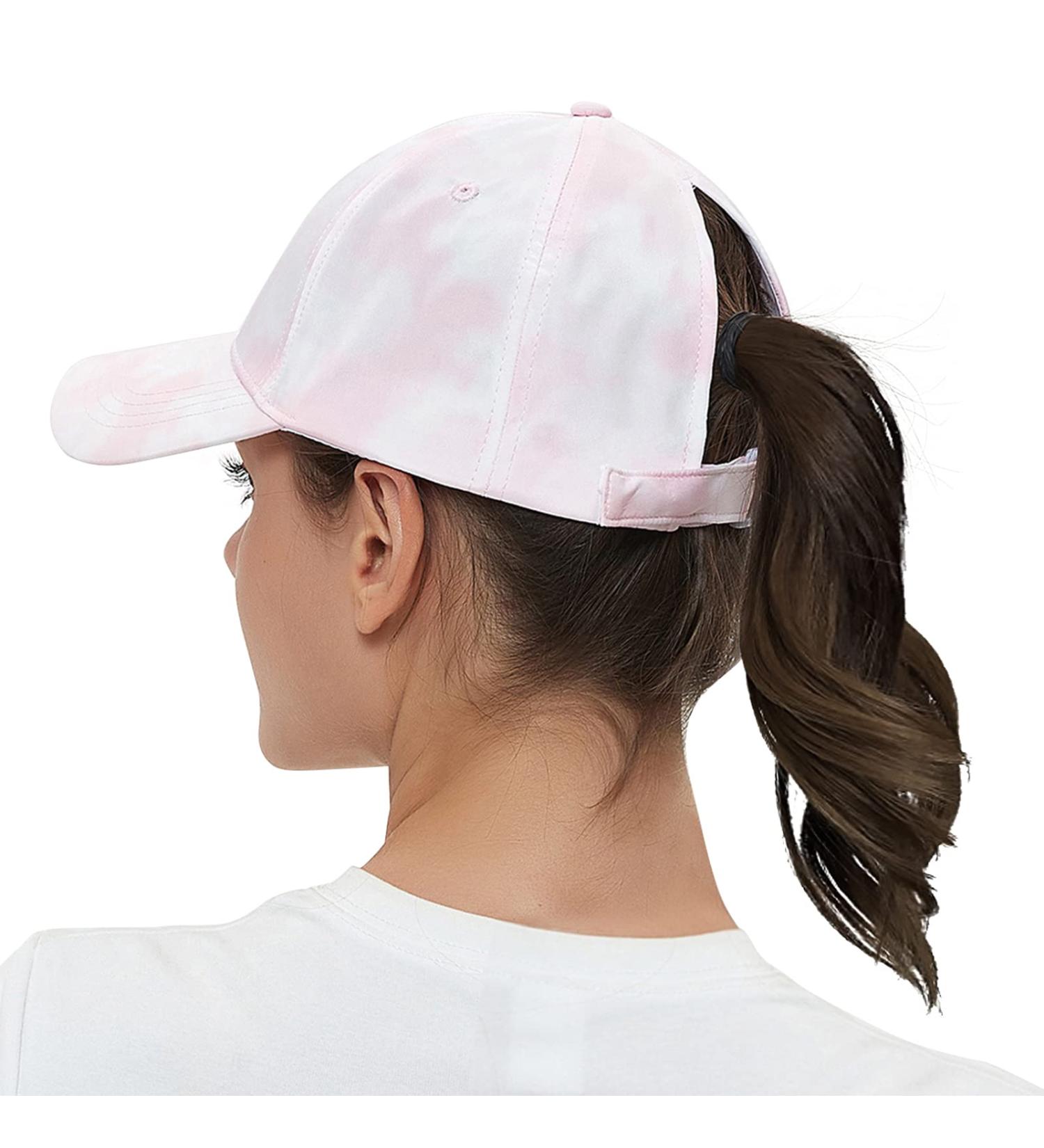 Muryobao Womens Ponytail Baseball Cap Adjustable High Messy Bun Ponycap Lightweight Quick Drying Hat Pink Tie Dye One Size - Buy Online on GoSupps.com