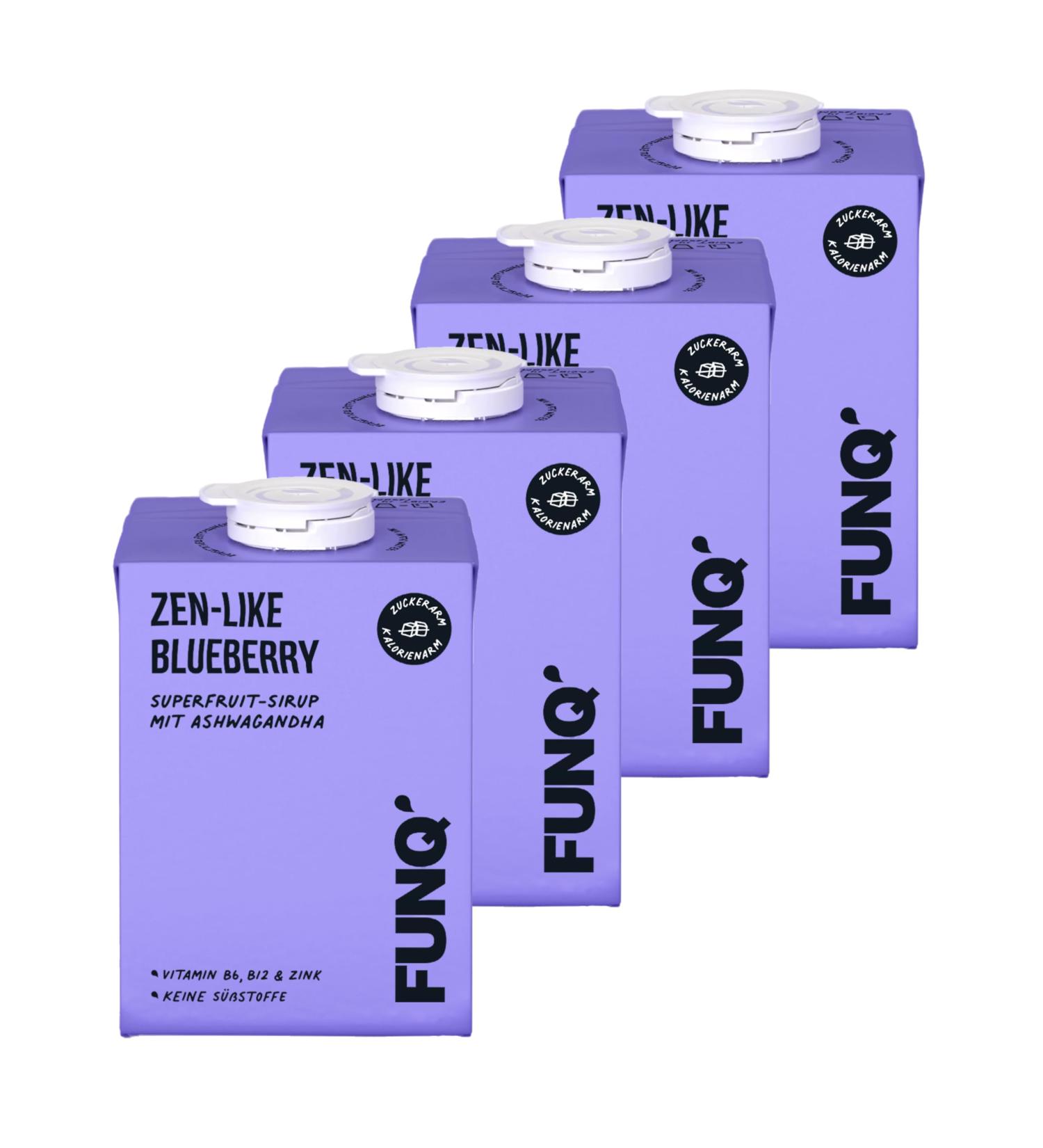 Natural Funq Superfruit Sirup 4x Zen-Like BlueBerry - Low Sugar 9 Vitamins & Minerals Ashwagandha - 14L Mixing Drink for Healthier Living - Buy Online on GoSupps.com
