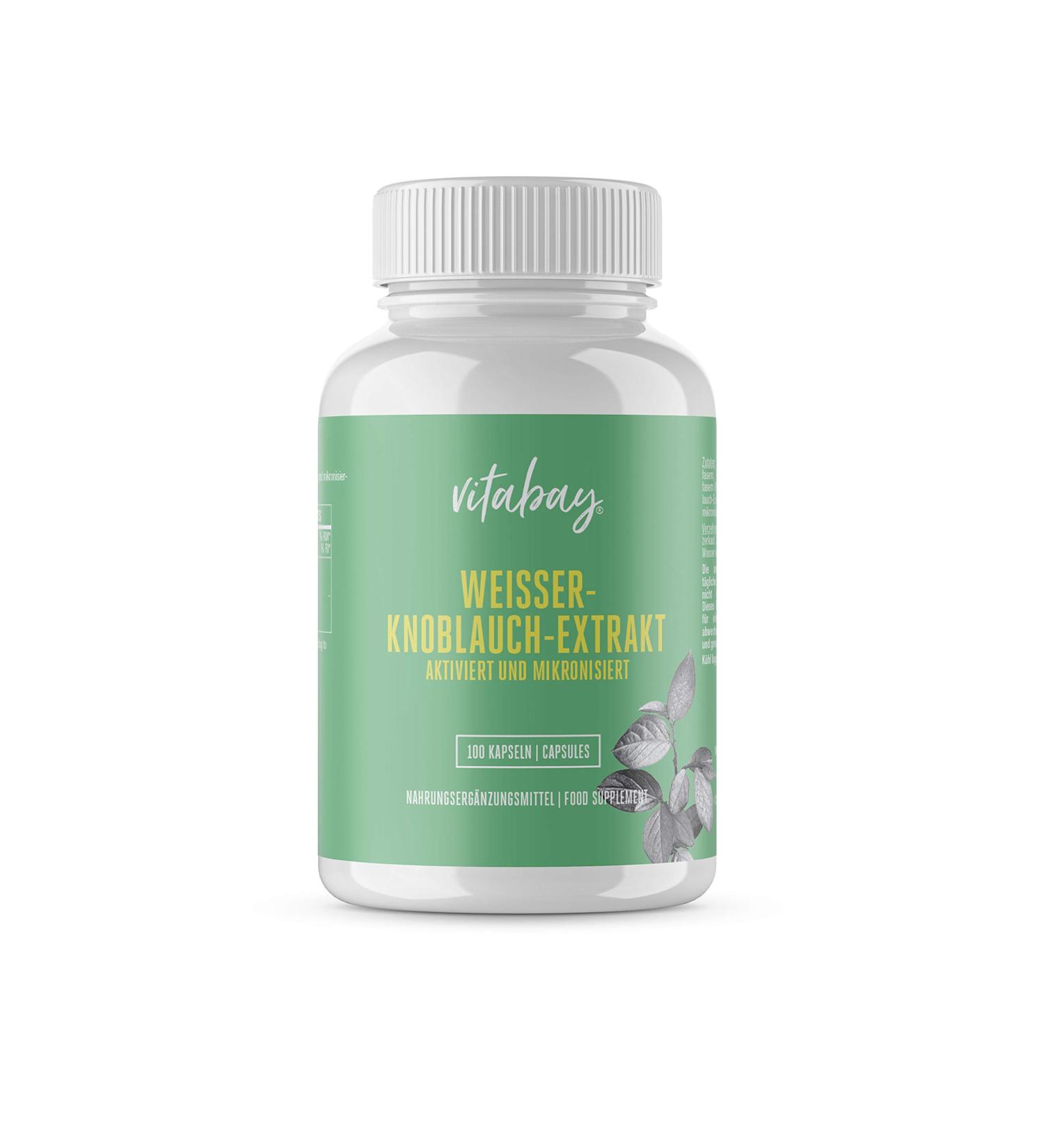 VITABAY White Garlic Extract - 100 Vegan Capsules (2000mg) | Fermented Bioavailable & Tasteless | Made in Germany - Buy Online on GoSupps.com
