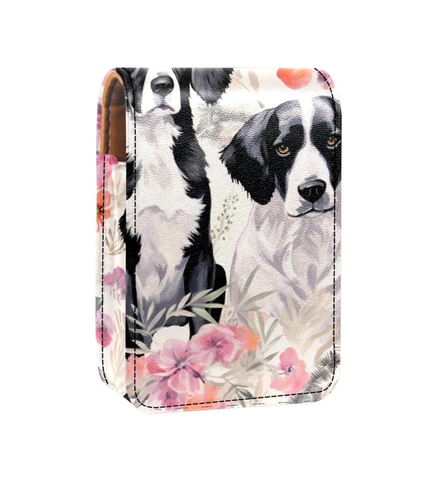 Stylish Leather Lipstick Case & Organizer with Mirror | Mini Lipstick Holder Bag - Floral Design in Dog Flower Pink - Buy Online on GoSupps.com