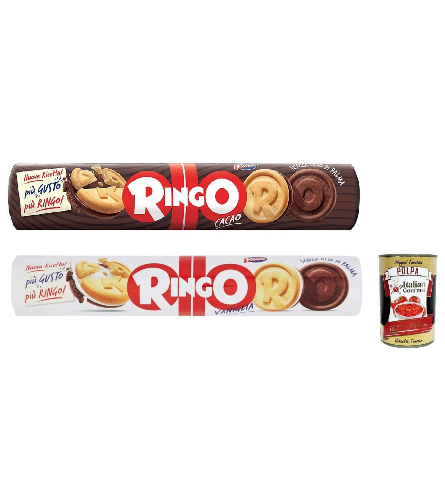  Italian Gourmet E.R. Pavesi Ringo Vanilla Cocoa Cookies 24 x 165g Cookies Italy Cookies Snack Cookies + Italian Gourmet Polpa 400g - Buy Online on GoSupps.com
