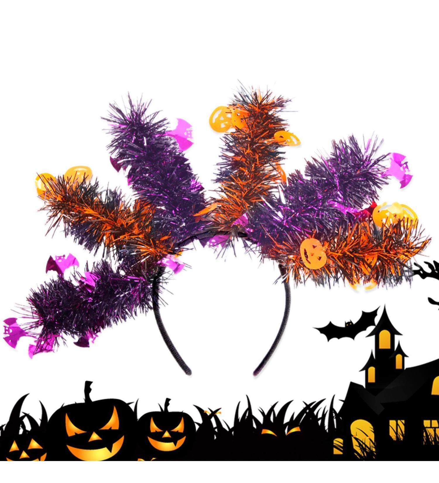 ZAGARO Halloween Pumpkin Headband Pumpkin Ghost Bat Skeleton Scary Long Strip Hair Bands - Halloween Headwear Cosplay Props for Favors Bat Pumpkin - Buy Online on GoSupps.com