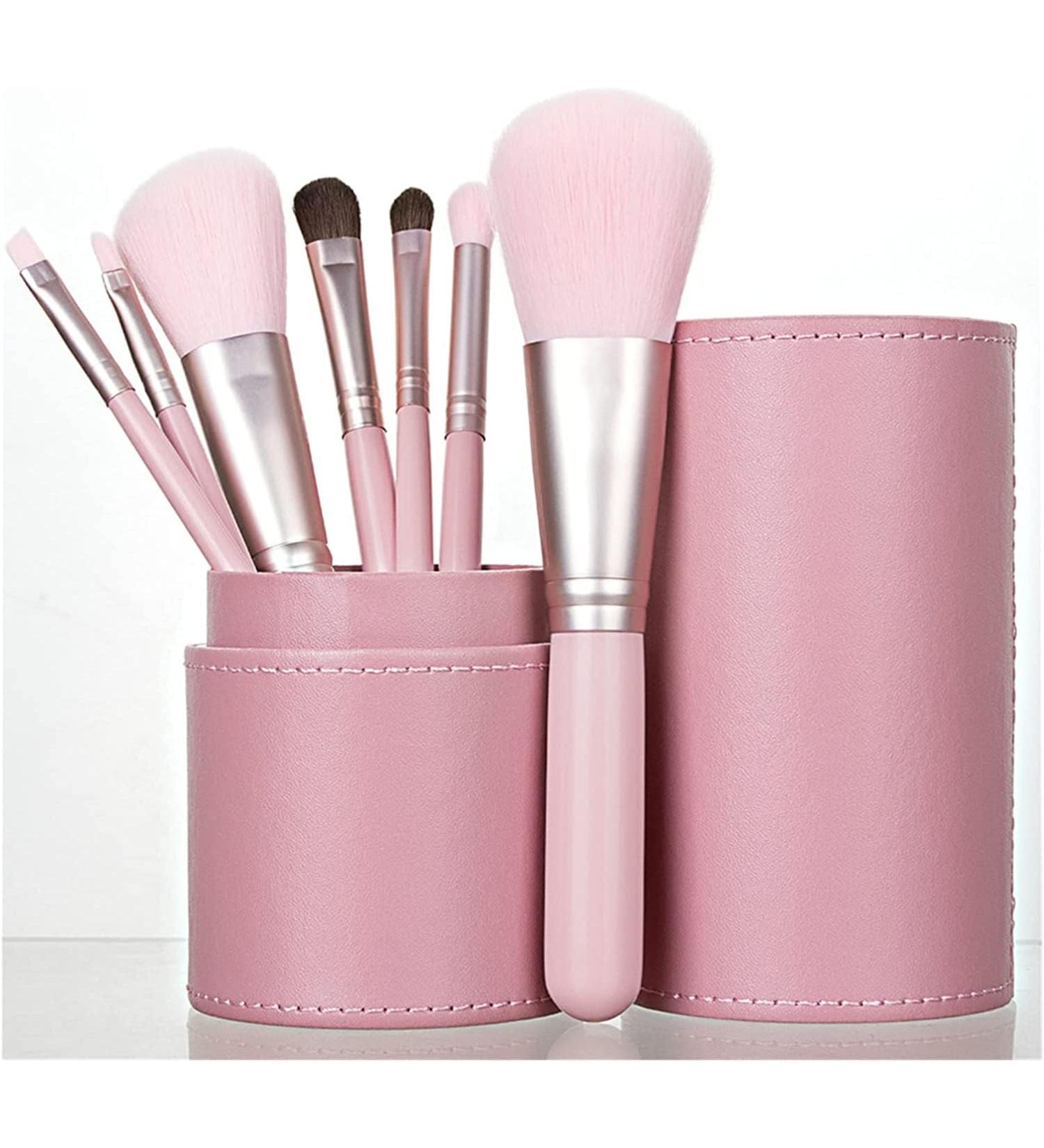 7-Piece Makeup Brush Set - Angular Blush Fan Brush Smudge Brush Flat Brush - Lip Liner CONCEALER BLUSHER Lip Gloss Eyebrow Pencil FOUNDATION Eye Shadow - Pink and White - Lady's Beauty Makeup - Buy Online on GoSupps.com