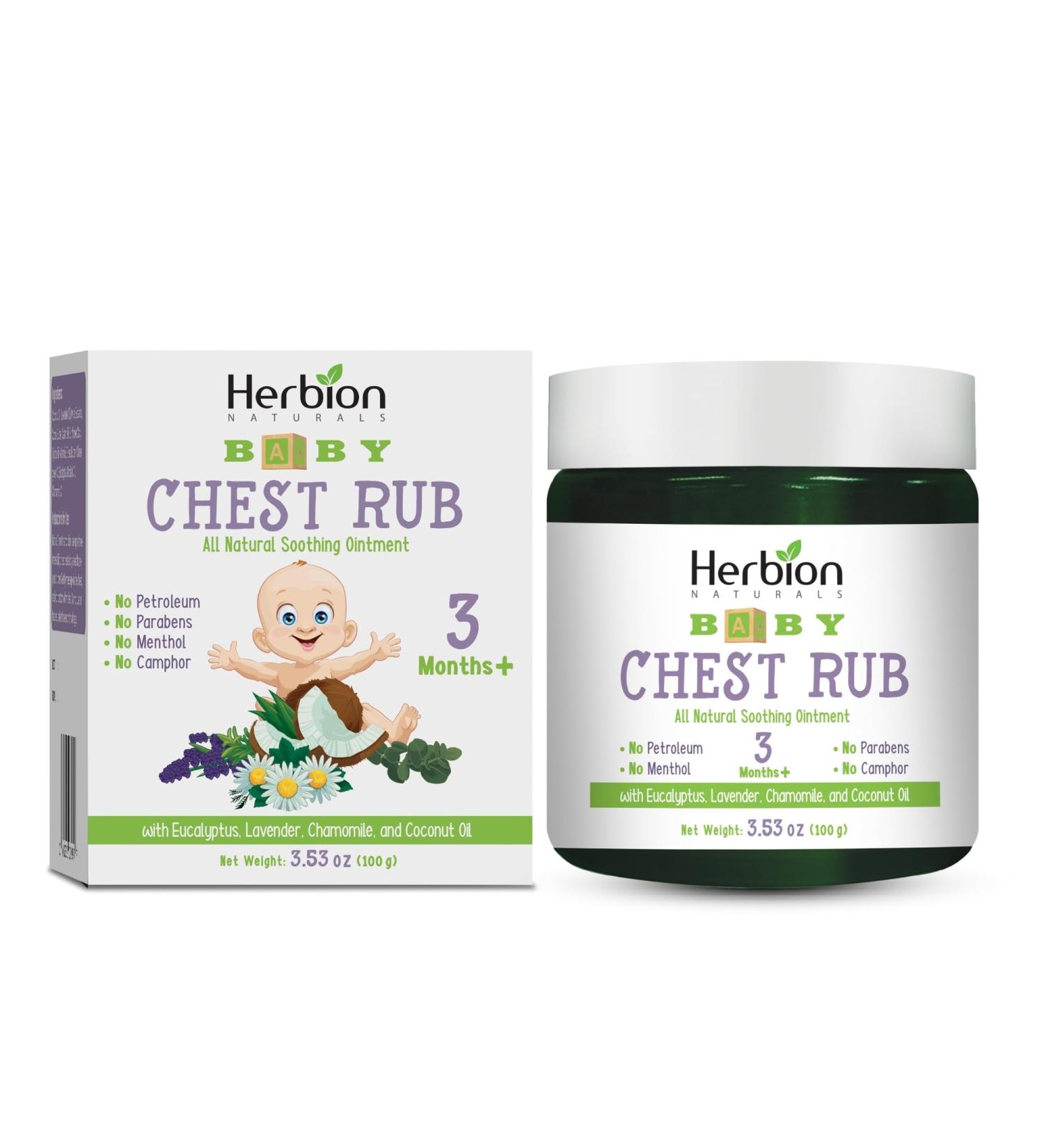 Herbion Naturals Baby Chest Rub | All-Natural Soothing Ointment for Ages 3 Months+ | Coconut Oil Eucalyptus Lavender & More | Non-GMO & Petroleum-Free Baby Essential - Buy Online on GoSupps.com