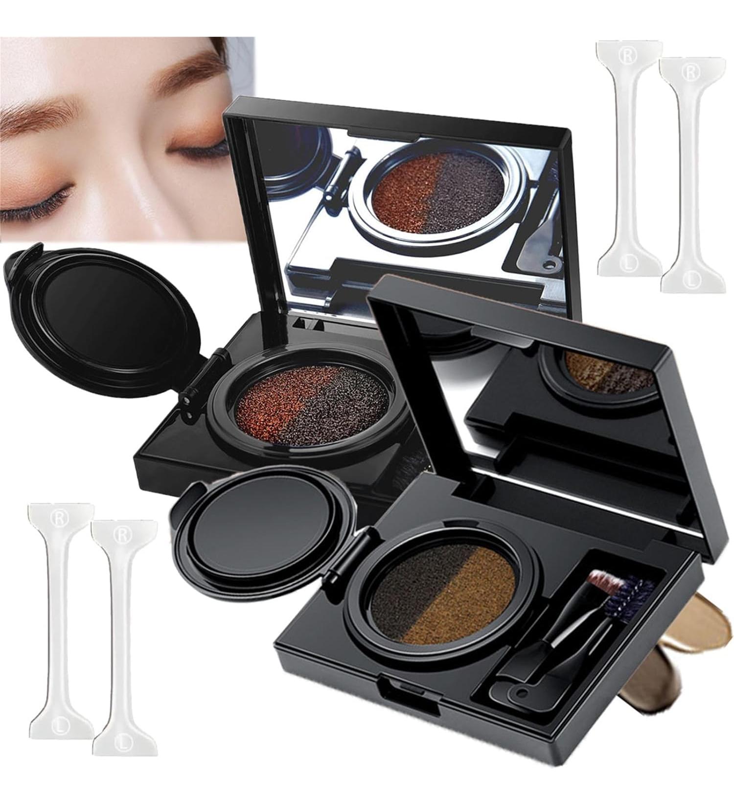 Eyebrow Cream and Eyeliner with Stamp 2 in 1 Multifunctional Eyebrow Powder and Eyeliner - Waterproof Double Color Eyebrow Cream and Eyeliner - Buy Online on GoSupps.com