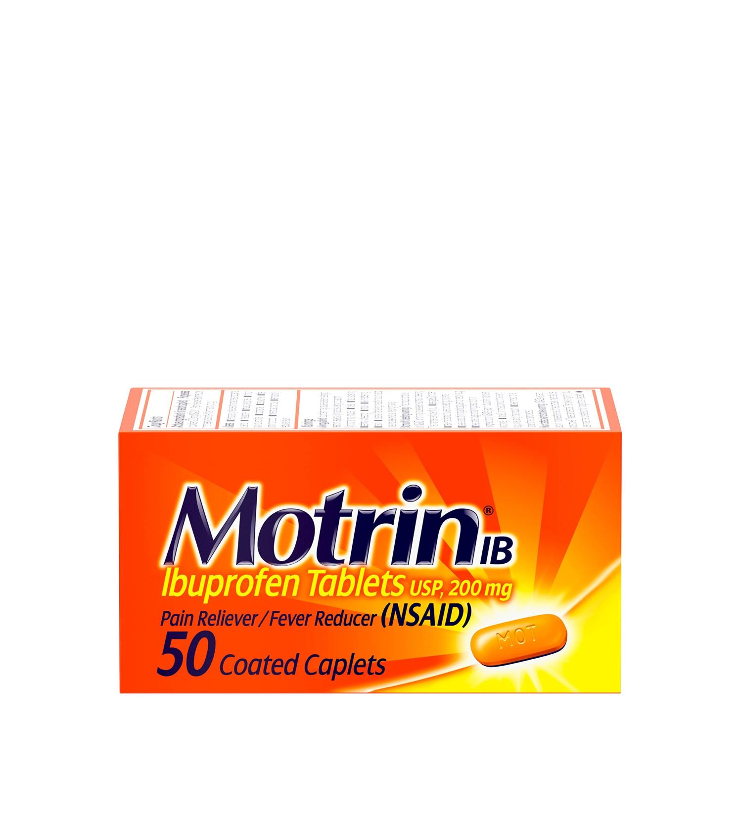 Motrin IB Caplets 50 Count 200mg - Fast-Acting Pain Relief Tablets - Buy Online on GoSupps.com