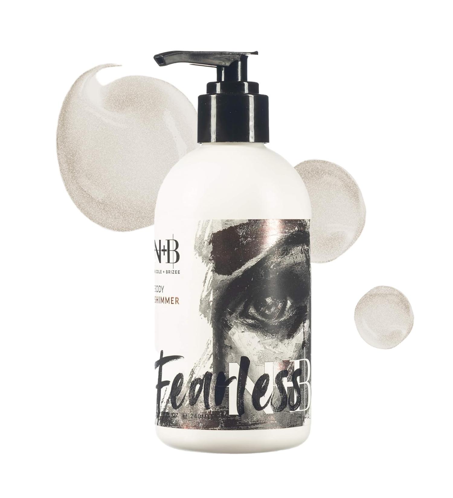N+B Fearless Body Shimmer Lotion - Non-Sticky Moisturizing Highlighter | Vitamin C & Alma Extract | For All Skin Types Rough & Dry Skin | 8oz - Buy Online on GoSupps.com