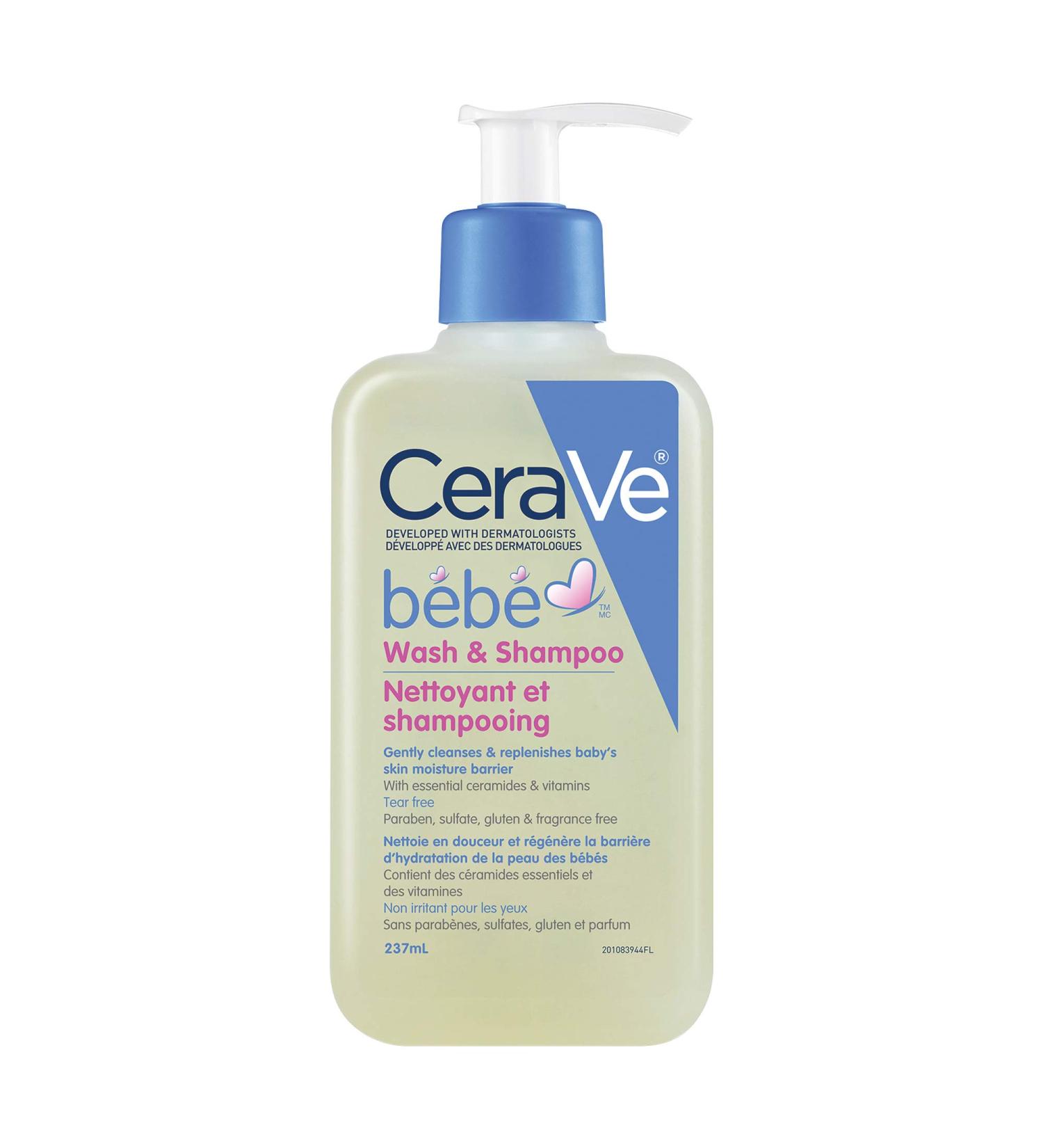 CeraVe Baby Wash & Shampoo Gentle Tear-Free Formula Fragrance Free Paraben Free & Sulfate Free 237 Milliliters