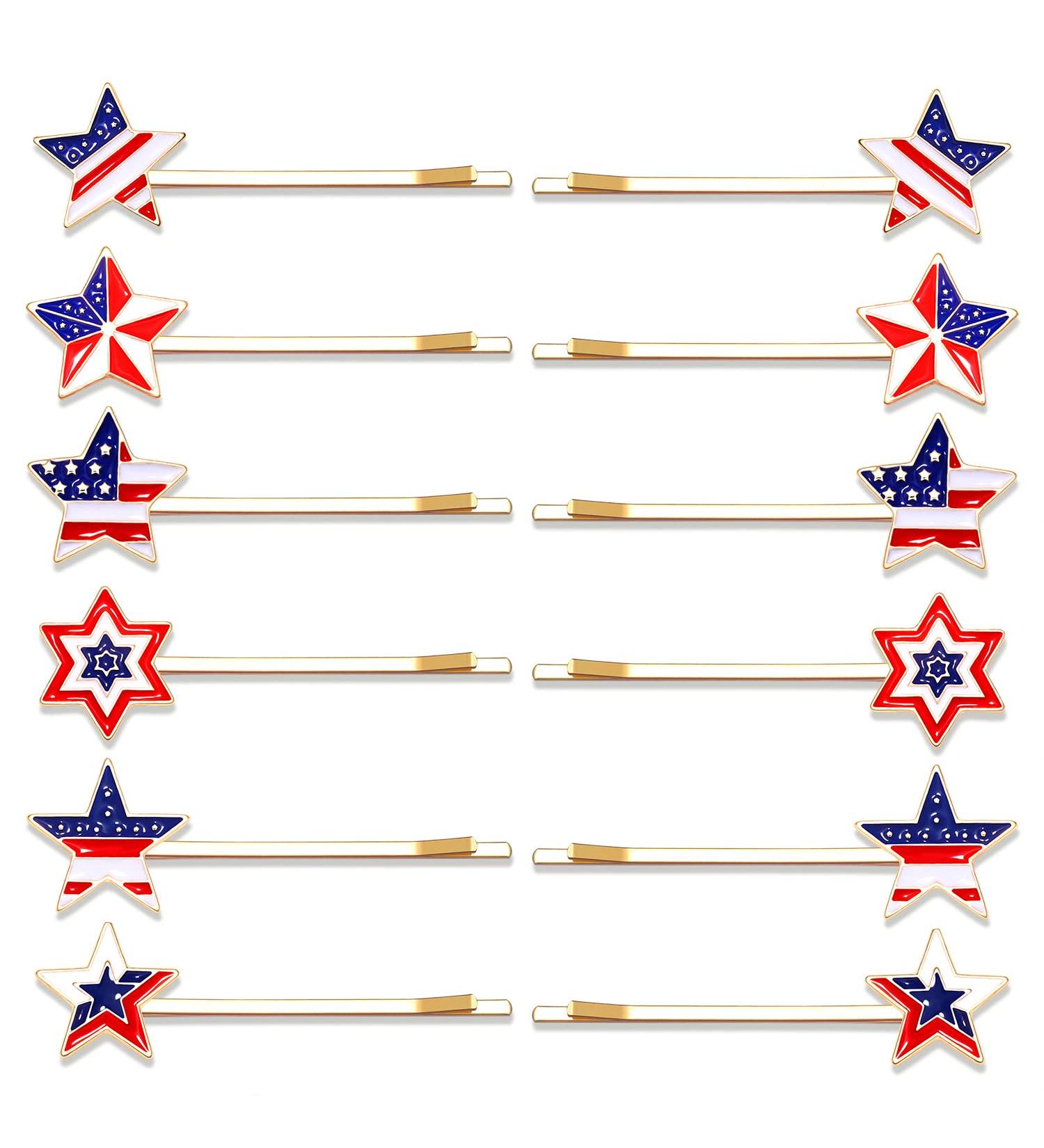 NLCAC Patriotic American Flag Hair Clips - 12 Pack 4th of July Accessories for Women and Girls - Buy Online on GoSupps.com