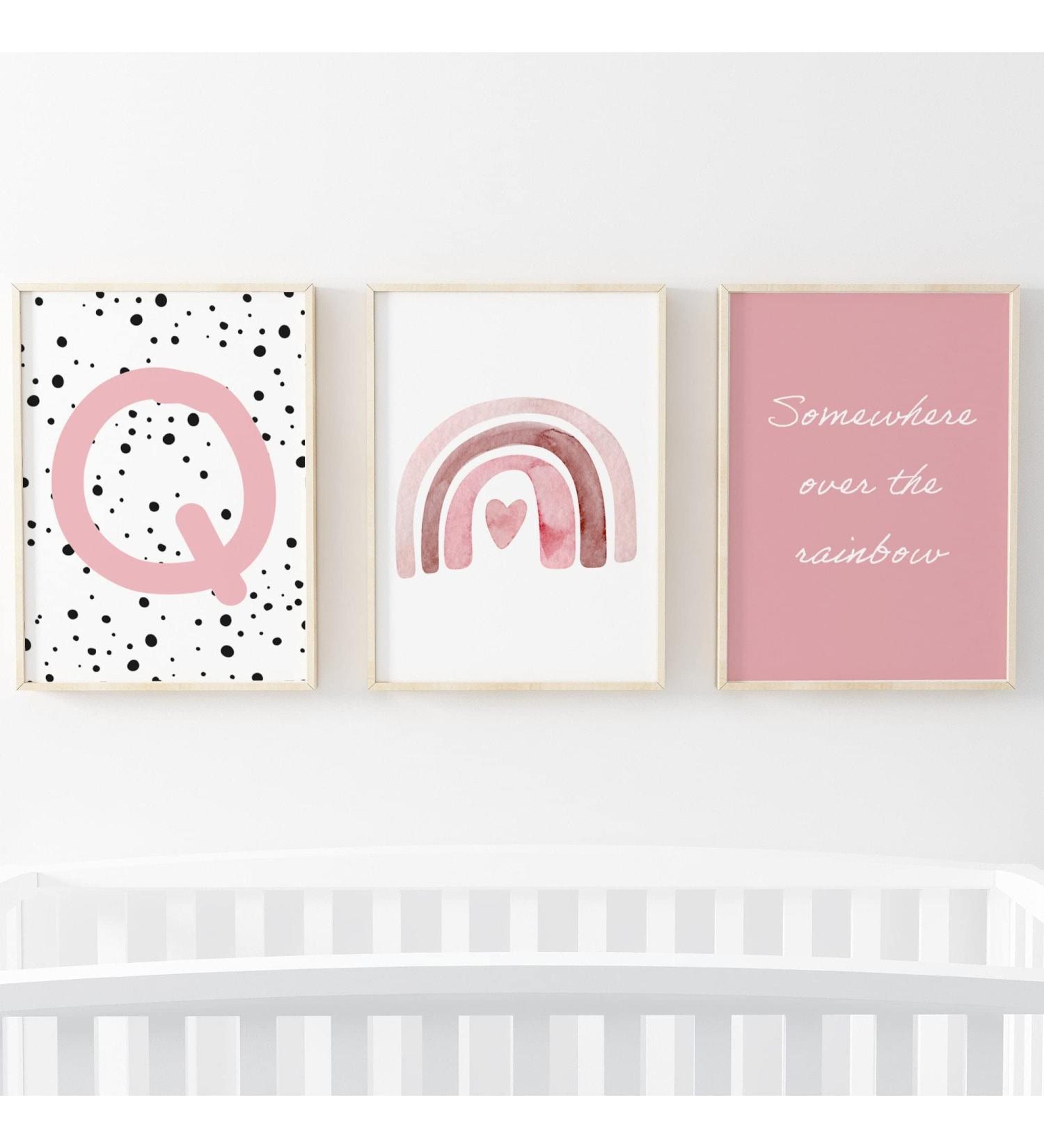 Pompom Prints Set - Rainbow Nursery Decor | Scandi Boho Style | Playroom Wall Art Set of 3 (A3 Size) - Picture Frames Not Included - Buy Online on GoSupps.com
