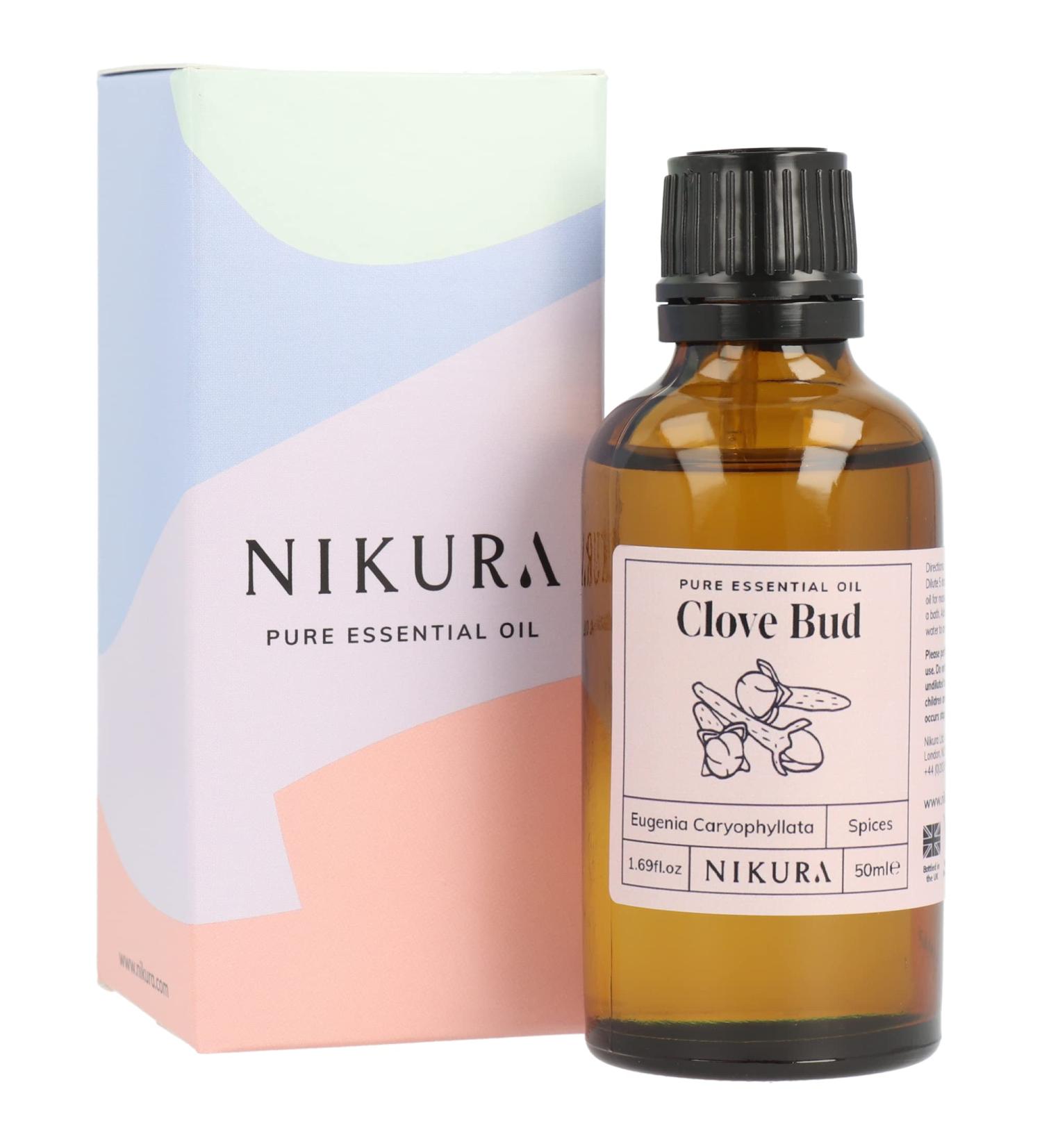 Nikura Clove Essential Oil 50ml - Natural Toothache & Pain Relief | Aromatherapy Diffuser | Self Care Cleaning | Vegan & UK Made - Buy Online on GoSupps.com