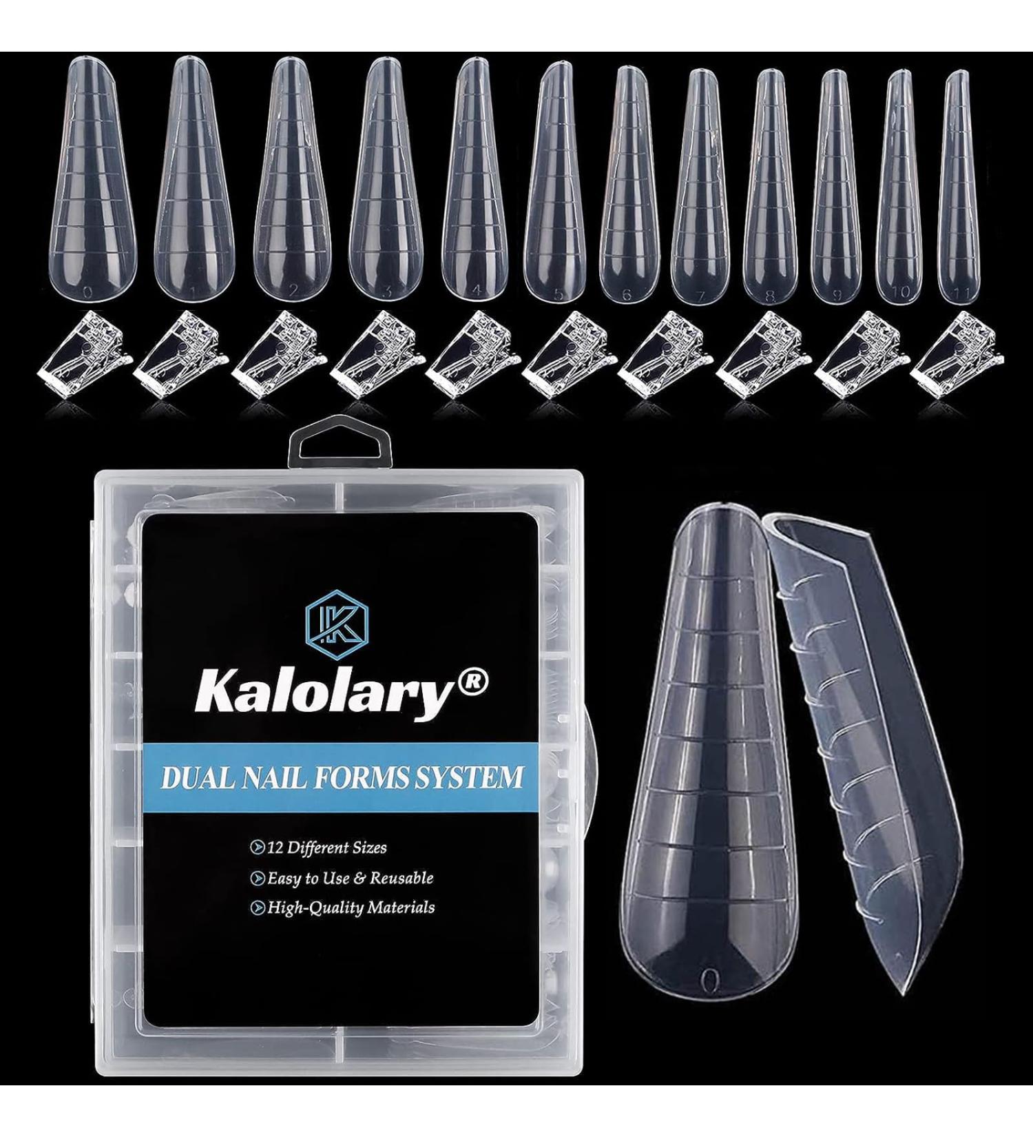 Kalolary Clear Gel Nail Mold 120Pcs | Acrylic Nail Forms 12 Sizes | Nail Tips Clips for Quick Building - Buy Online on GoSupps.com