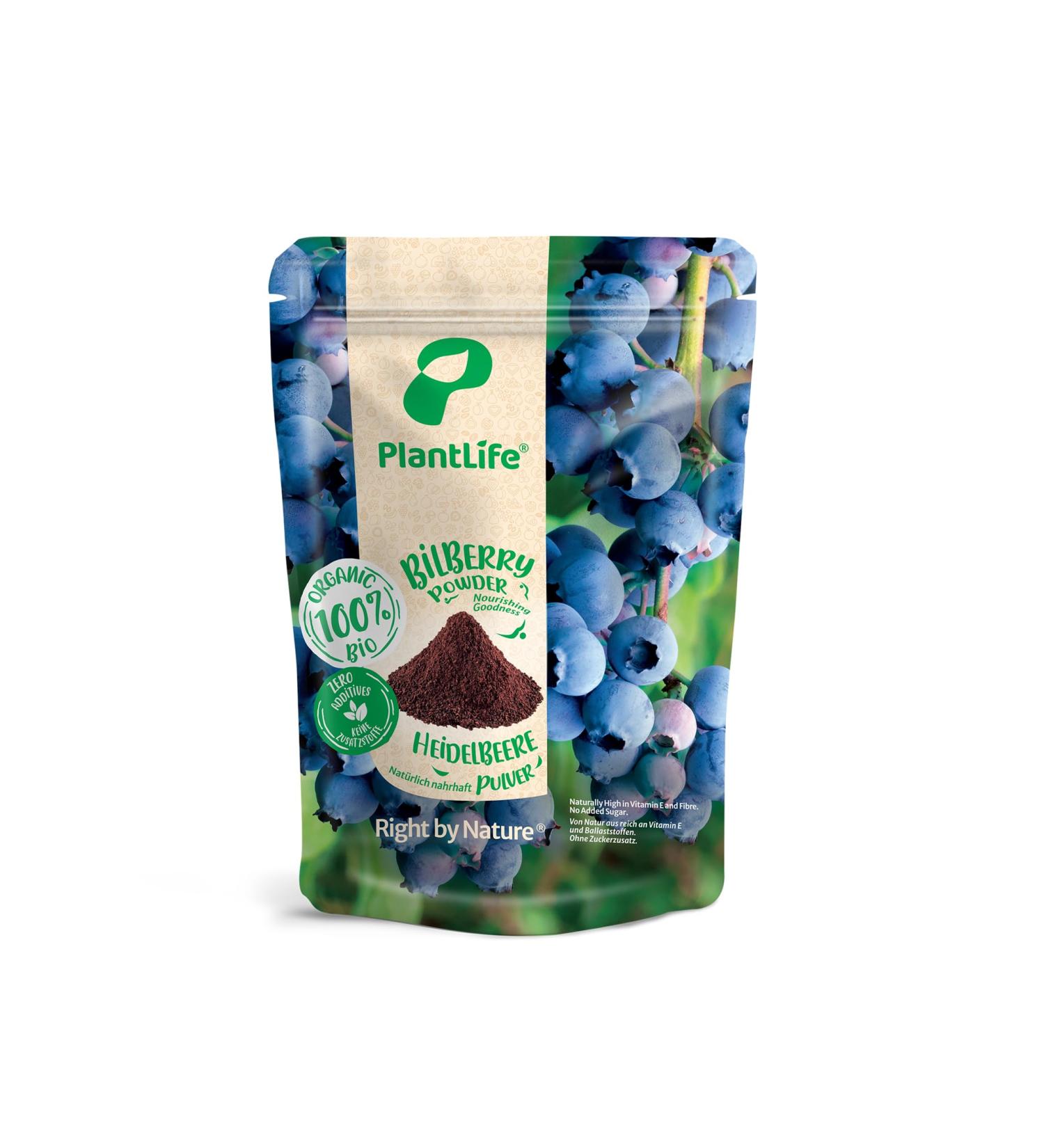 PlantLife ORGANIC Blueberry Powder 150g - Pure Raw Fruit Powder | Vegan & 100% Recyclable - Shop Internationally! - Buy Online on GoSupps.com