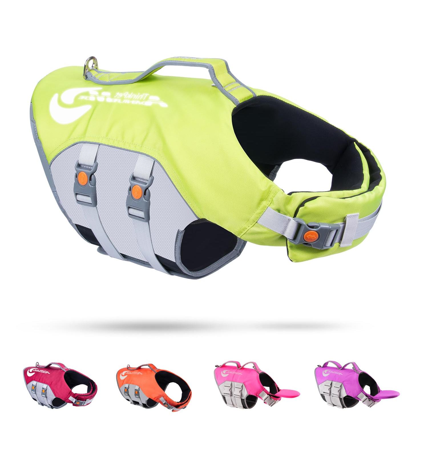 ThinkPet Dog Life Jacket - Adjustable Reflective & Buoyant - XL Green - Safe Swimming for Your Pet - Buy Online on GoSupps.com